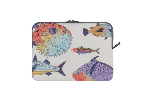 Tucano Schizzo Fishes Design Sleeve 13'/14" -White