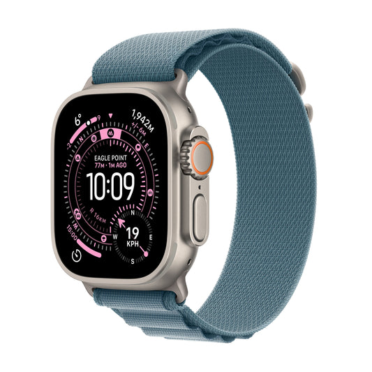 Apple Watch Ultra 3 GPS + Cellular 49mm Natural Titanium Case with Light Blue Alpine Loop - Large