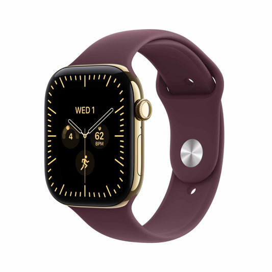 Apple Watch Series 12 GPS + Cellular 46mm Radiant Gold Titanium Case with Burgundy Sport Band - M/L