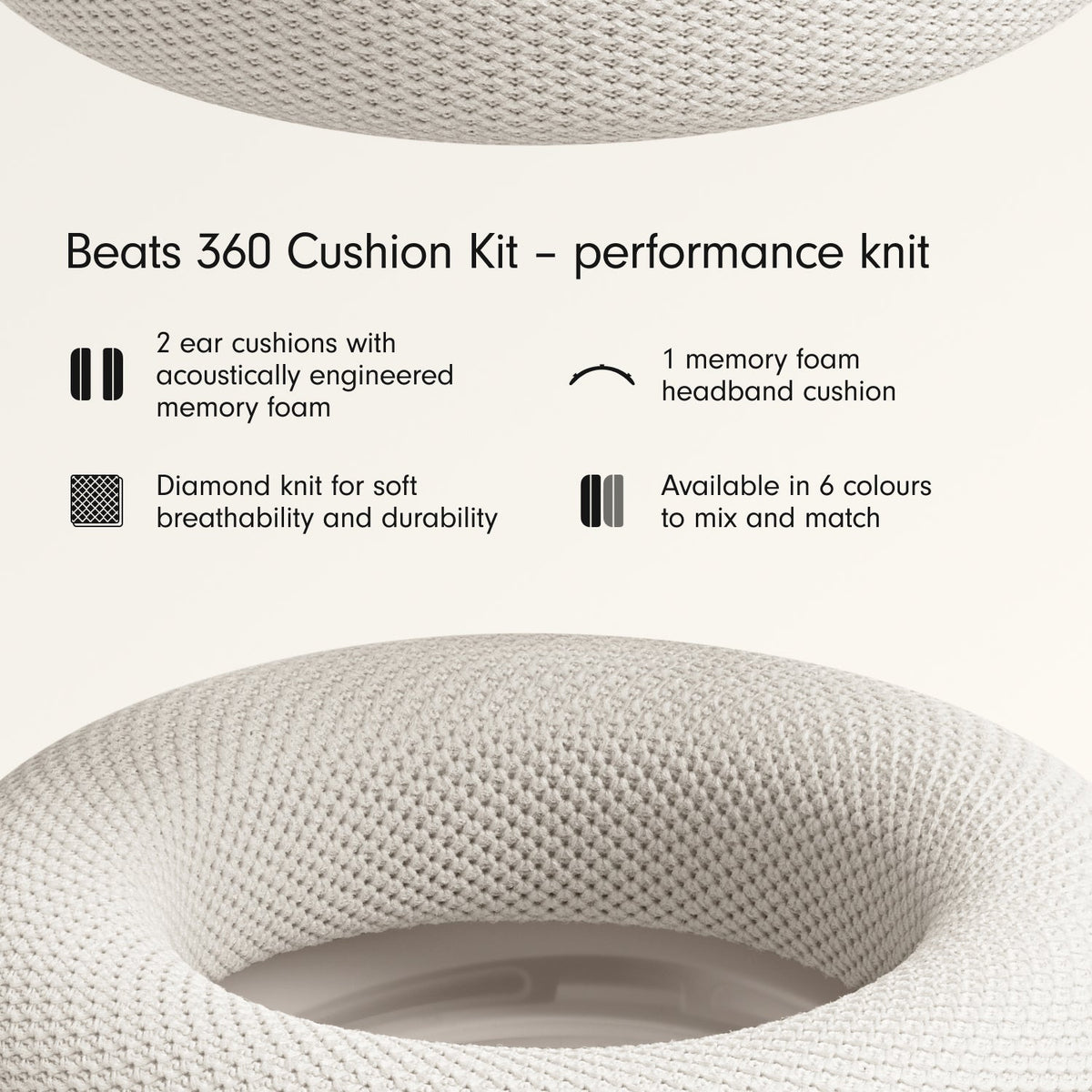 Beats 360 Cushion Kit – Cloud Performance Knit Cushions for Ear Cups and Headband
