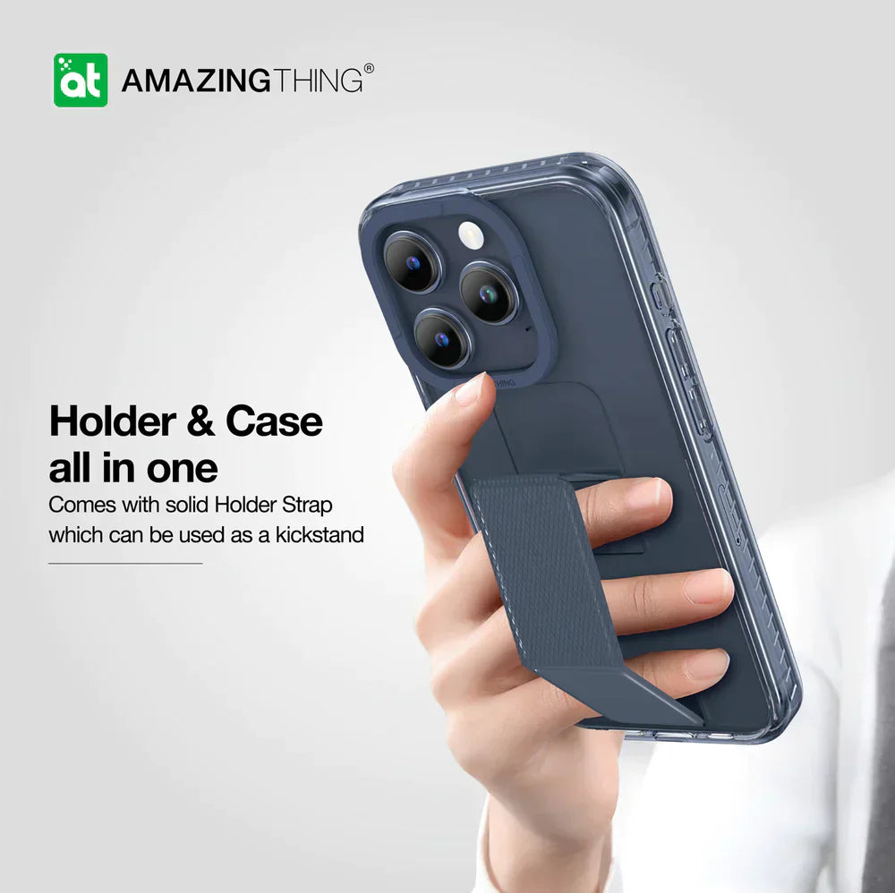 AmazingThing Titan Pro Holder Drop-proof Case for iPhone 15 Pro Max - Blue