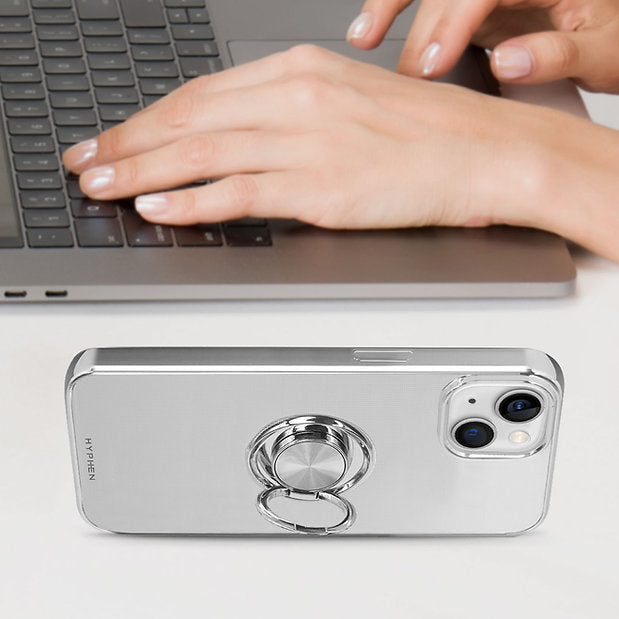 HYPHEN AXIO Clear Ring Case for iPhone 14 - Silver