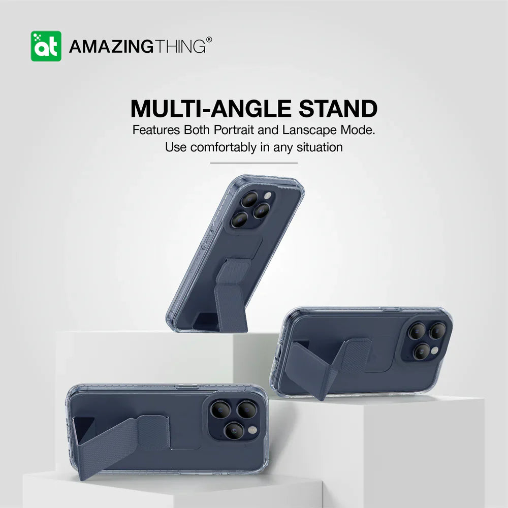 AmazingThing Titan Pro Holder Drop-proof Case for iPhone 15 Pro - Blue