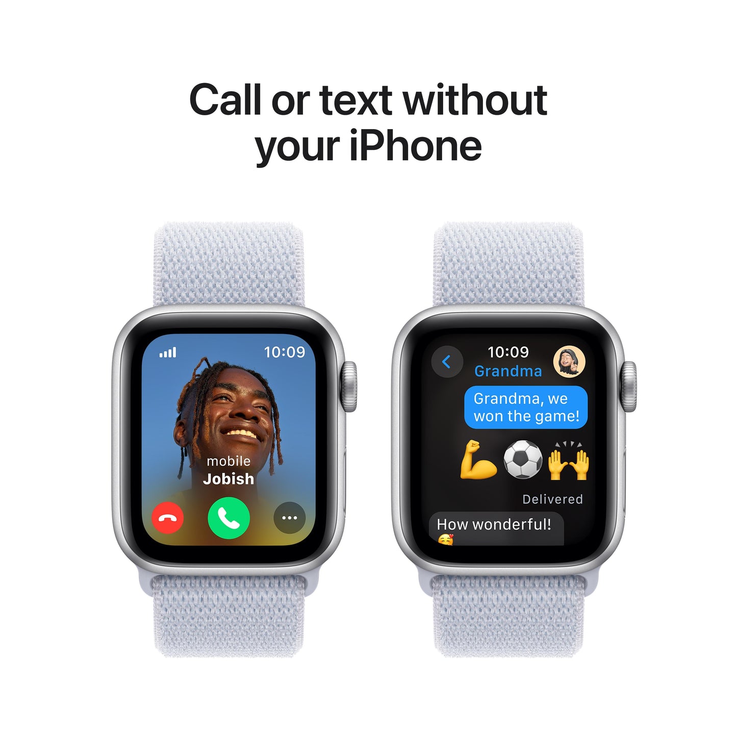 Apple Watch SE GPS + Cellular 40mm Silver Aluminium Case with Blue Cloud Sport Loop