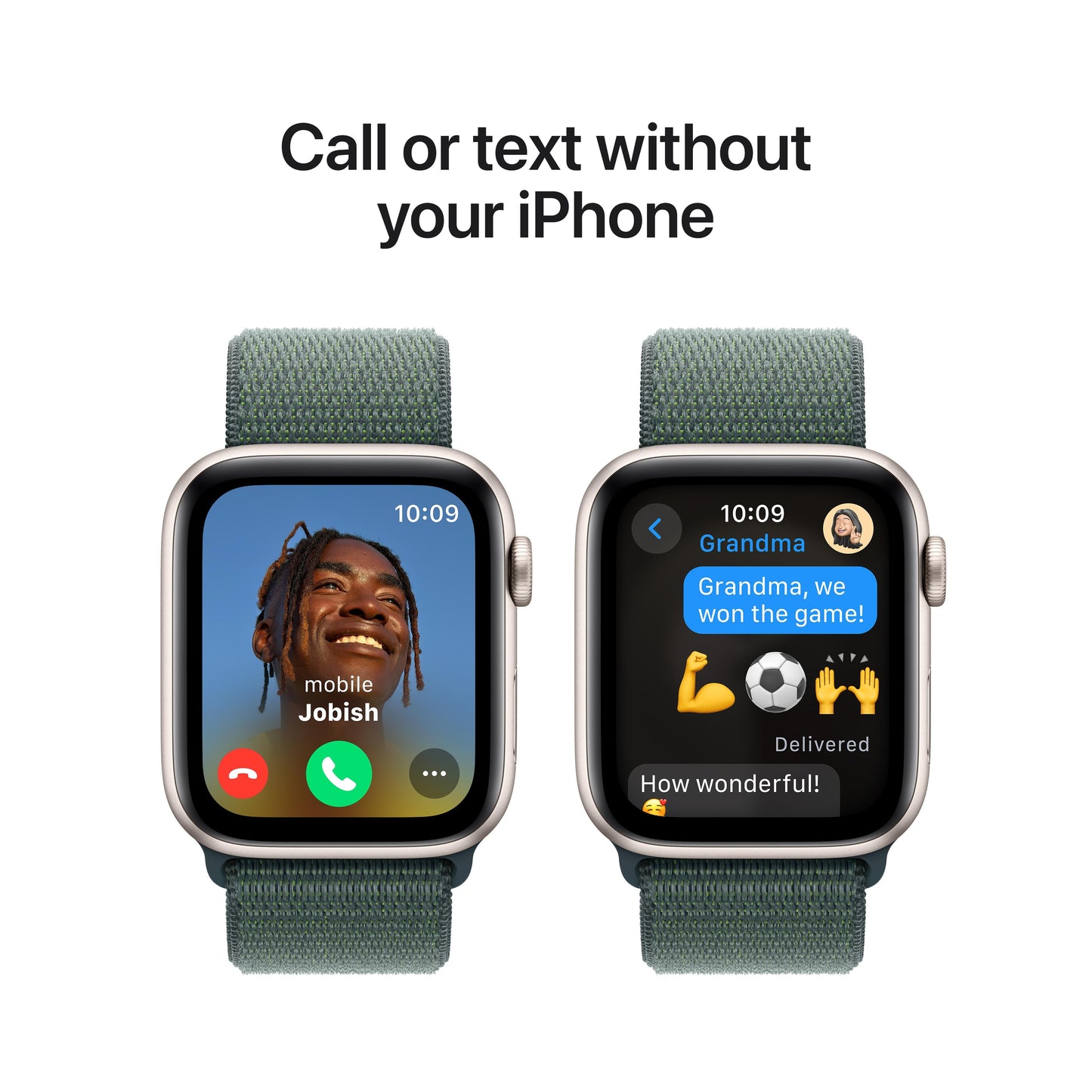 Apple Watch SE GPS 44mm Starlight Aluminium Case with Lake Green Sport Loop