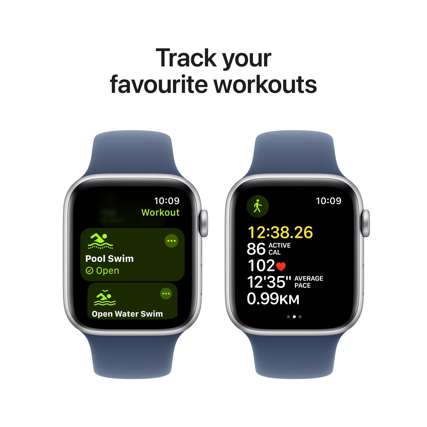 Apple Watch SE GPS + Cellular 44mm Silver Aluminium Case with Denim Sport Band - S/M