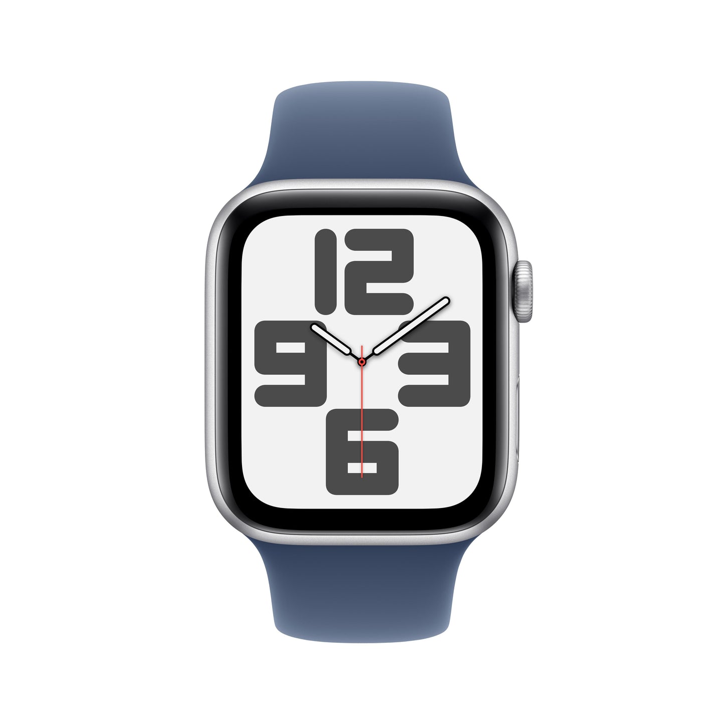 Apple Watch SE GPS + Cellular 44mm Silver Aluminium Case with Denim Sport Band - S/M