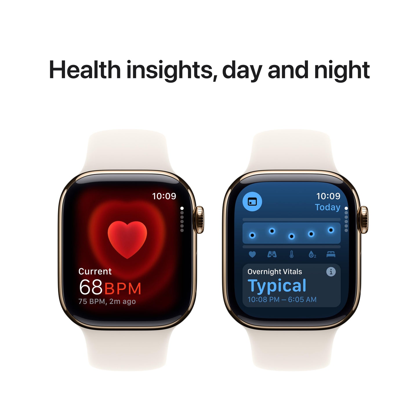 Apple Watch Series 10 GPS + Cellular 42mm Gold Titanium Case with Starlight Sport Band - M/L
