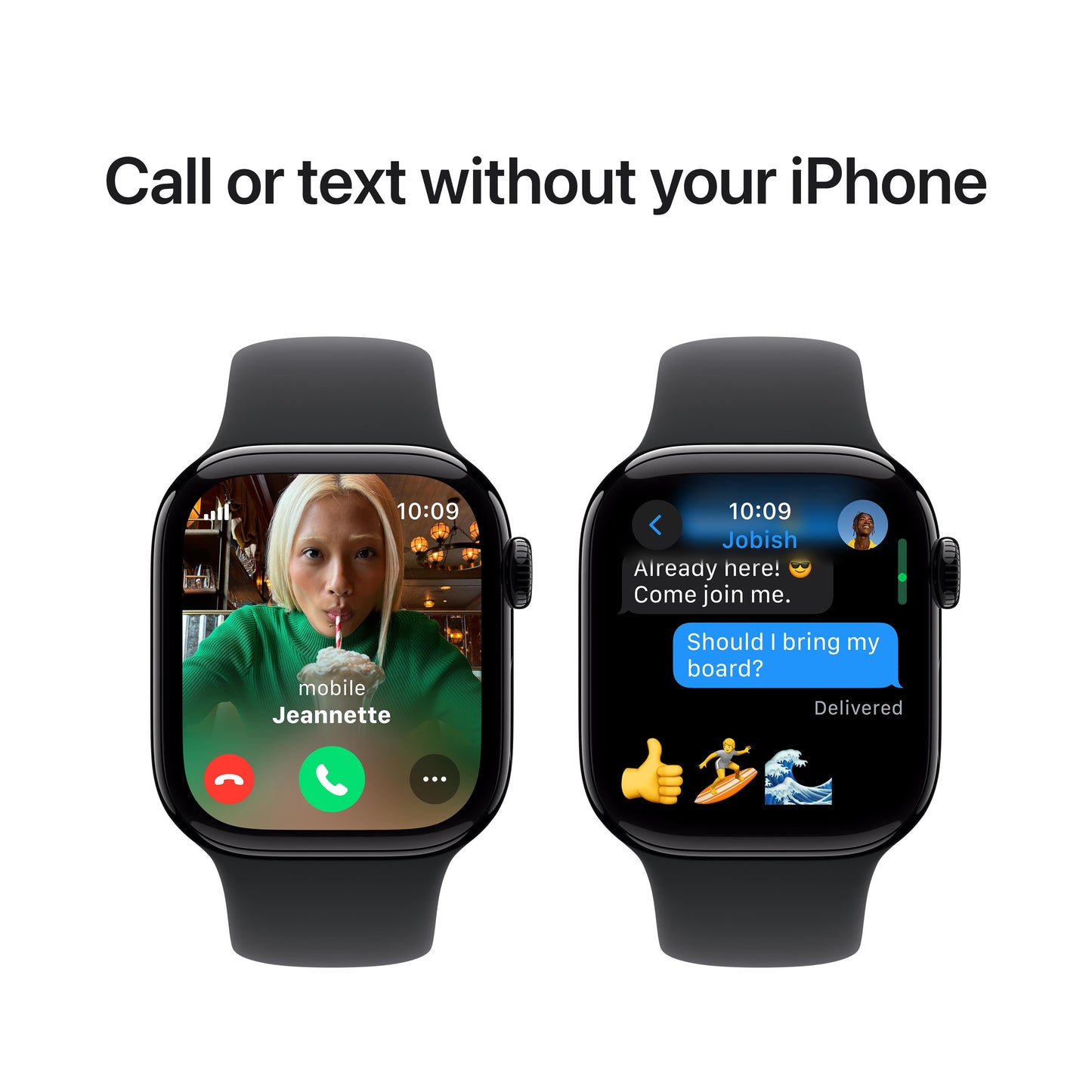 Apple Watch Series 10 GPS + Cellular 42mm Jet Black Aluminium Case with Black Sport Band - S/M