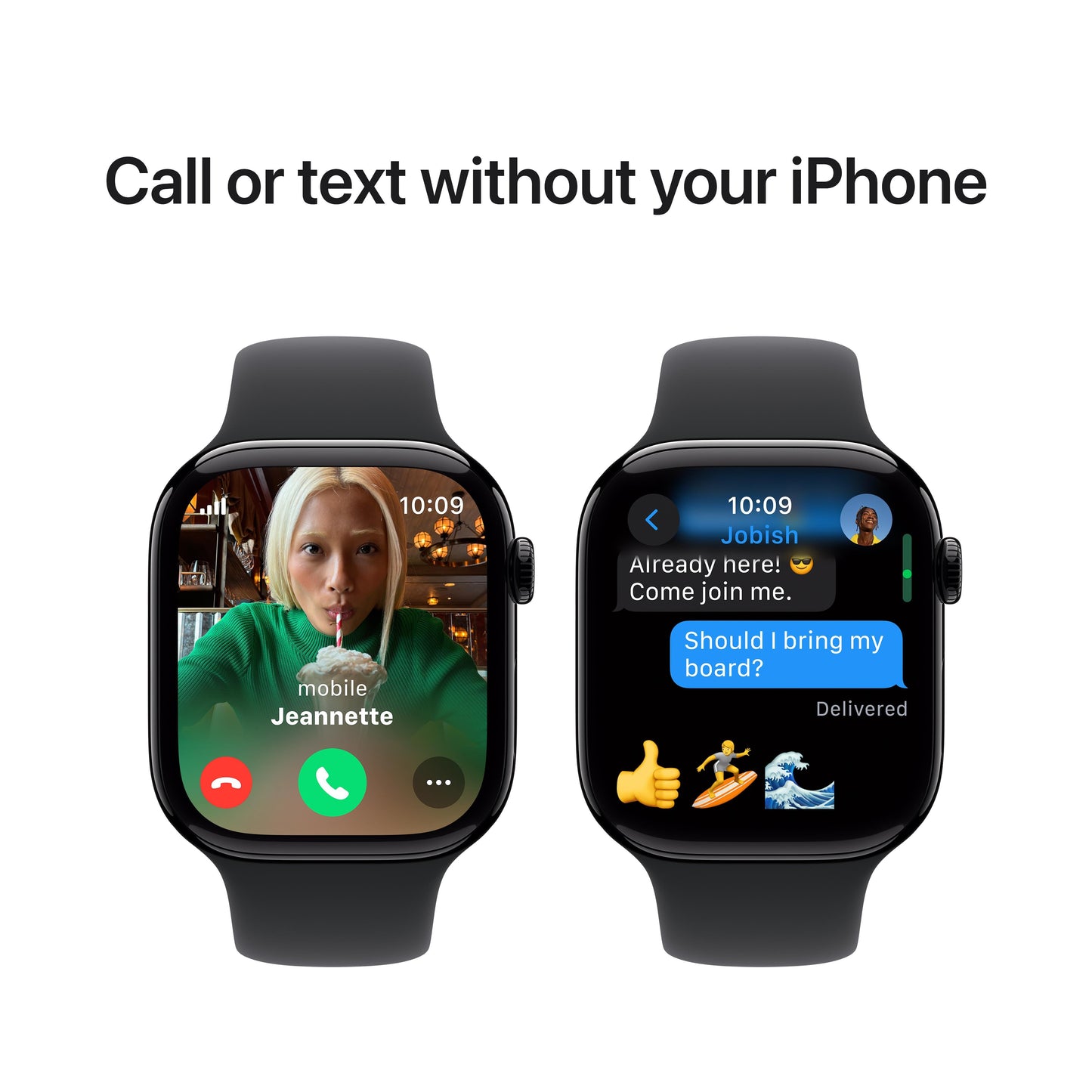 Apple Watch Series 10 GPS + Cellular 46mm Jet Black Aluminium Case with Black Sport Band - S/M