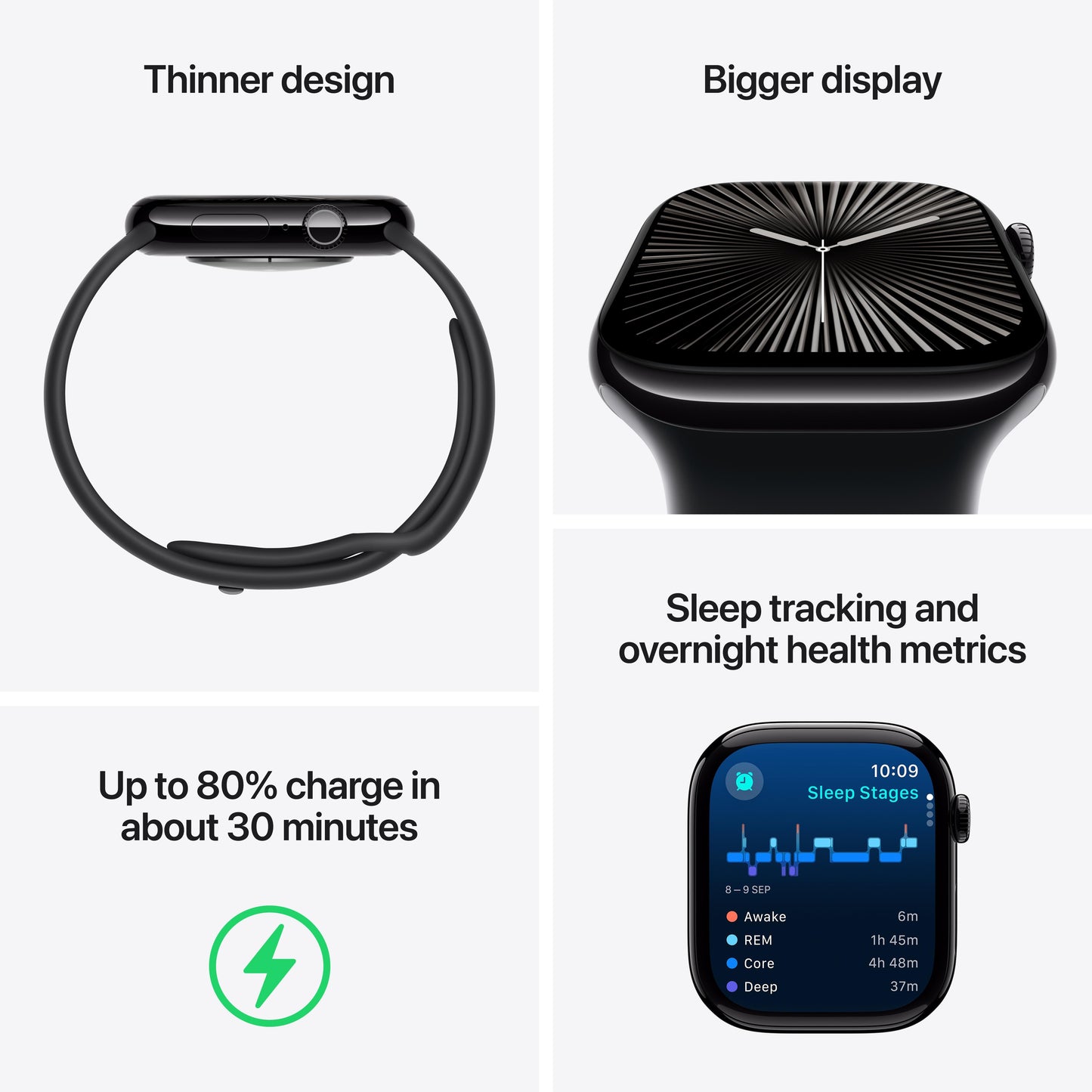 Apple Watch Series 10 GPS + Cellular 46mm Silver Aluminium Case with Blue Cloud Sport Loop