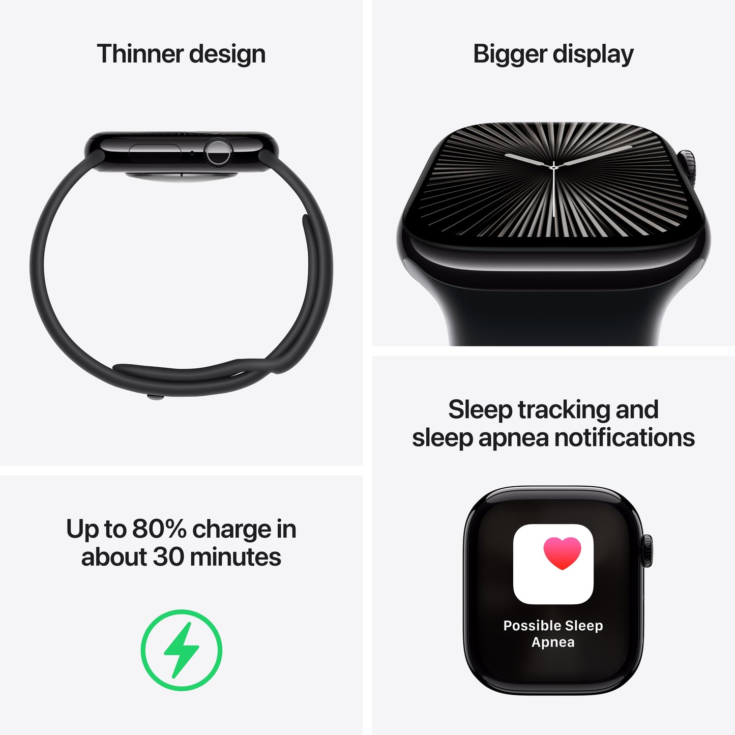 Apple Watch Series 10 GPS + Cellular 46mm Slate Titanium Case with Black Sport Band - M/L
