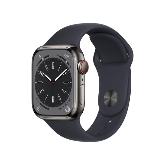 Apple Watch Series 8 GPS + Cellular 41mm Graphite Stainless Steel Case with Midnight Sport Band - Regular