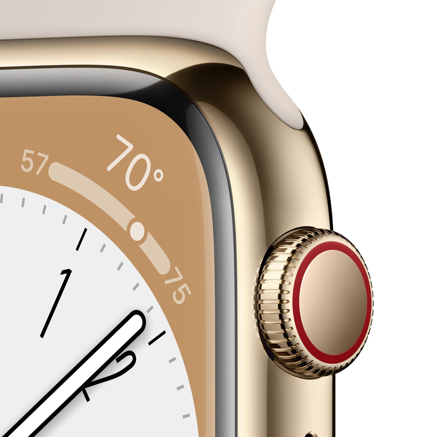 Apple Watch Series 8 GPS + Cellular 41mm Gold Stainless Steel Case with Starlight Sport Band - Regular
