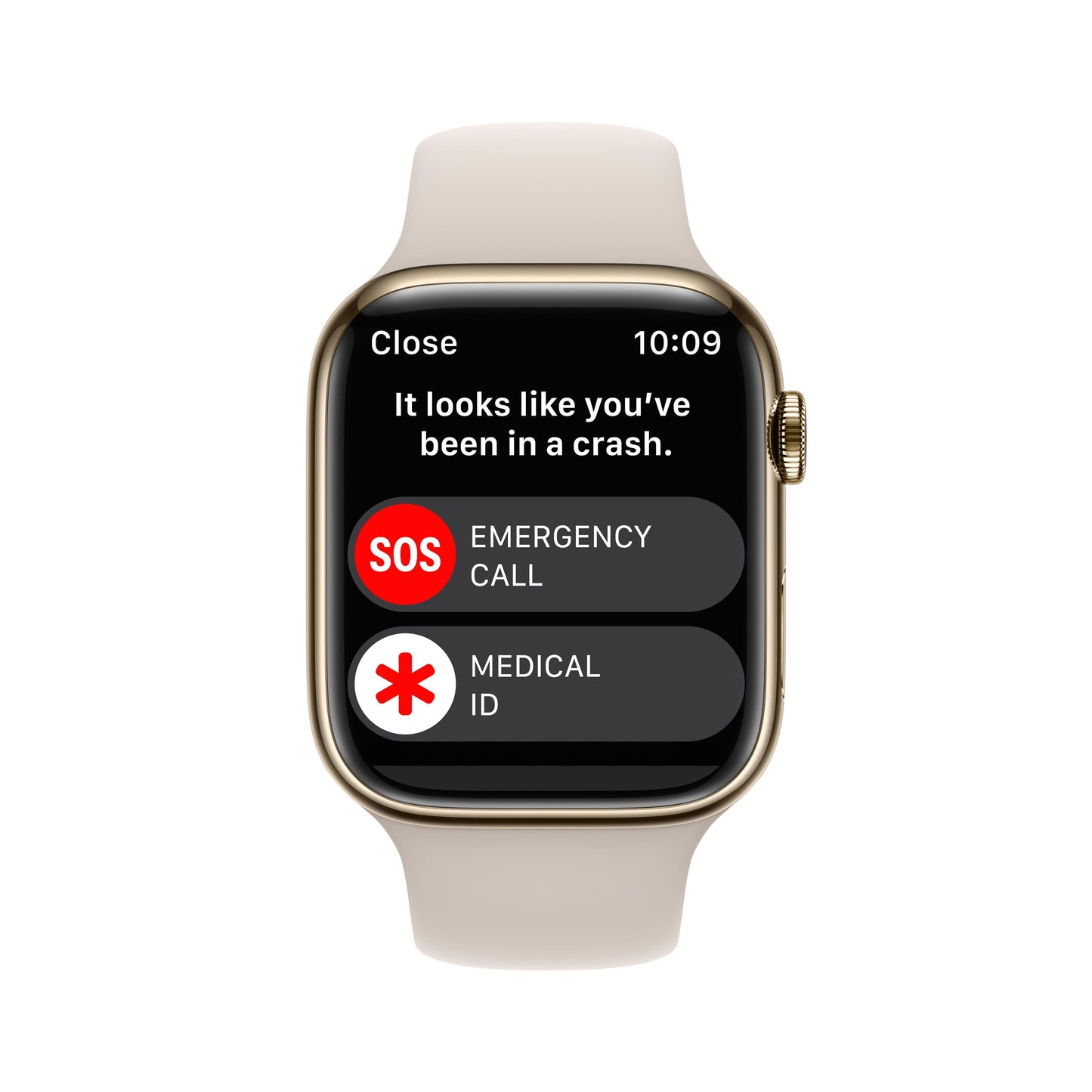 Apple Watch Series 8 GPS + Cellular 45mm Gold Stainless Steel Case with Starlight Sport Band - Regular