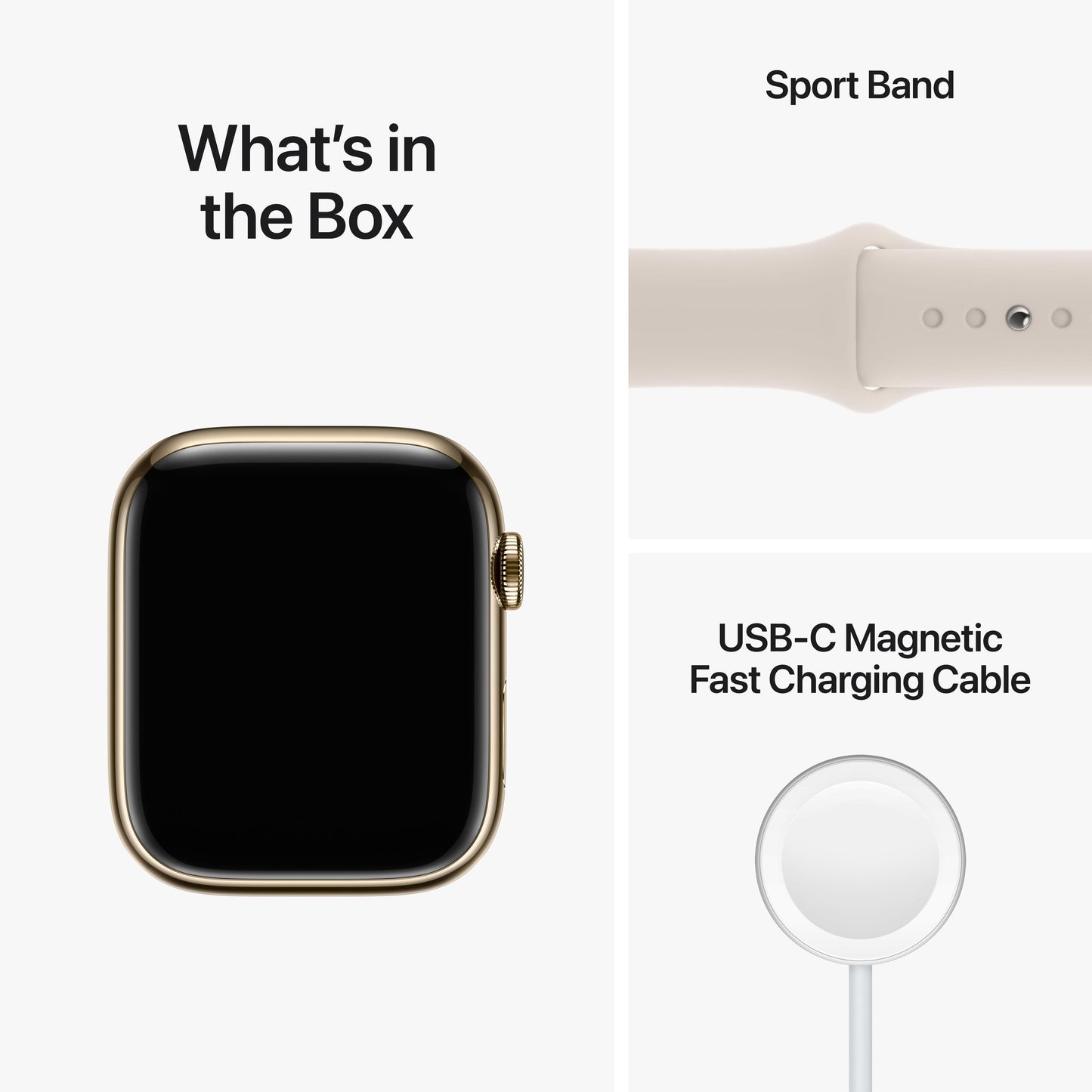 Apple Watch Series 8 GPS + Cellular 45mm Gold Stainless Steel Case with Starlight Sport Band - Regular