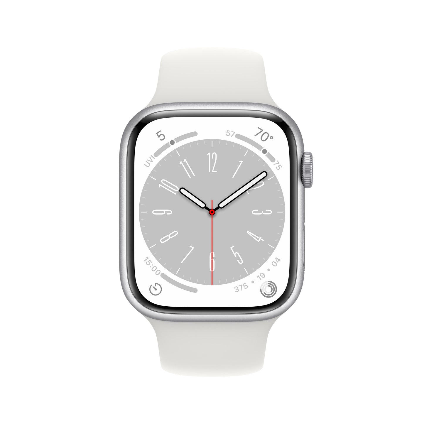 Apple Watch Series 8 GPS + Cellular 45mm Silver Aluminium Case with White Sport Band - Regular