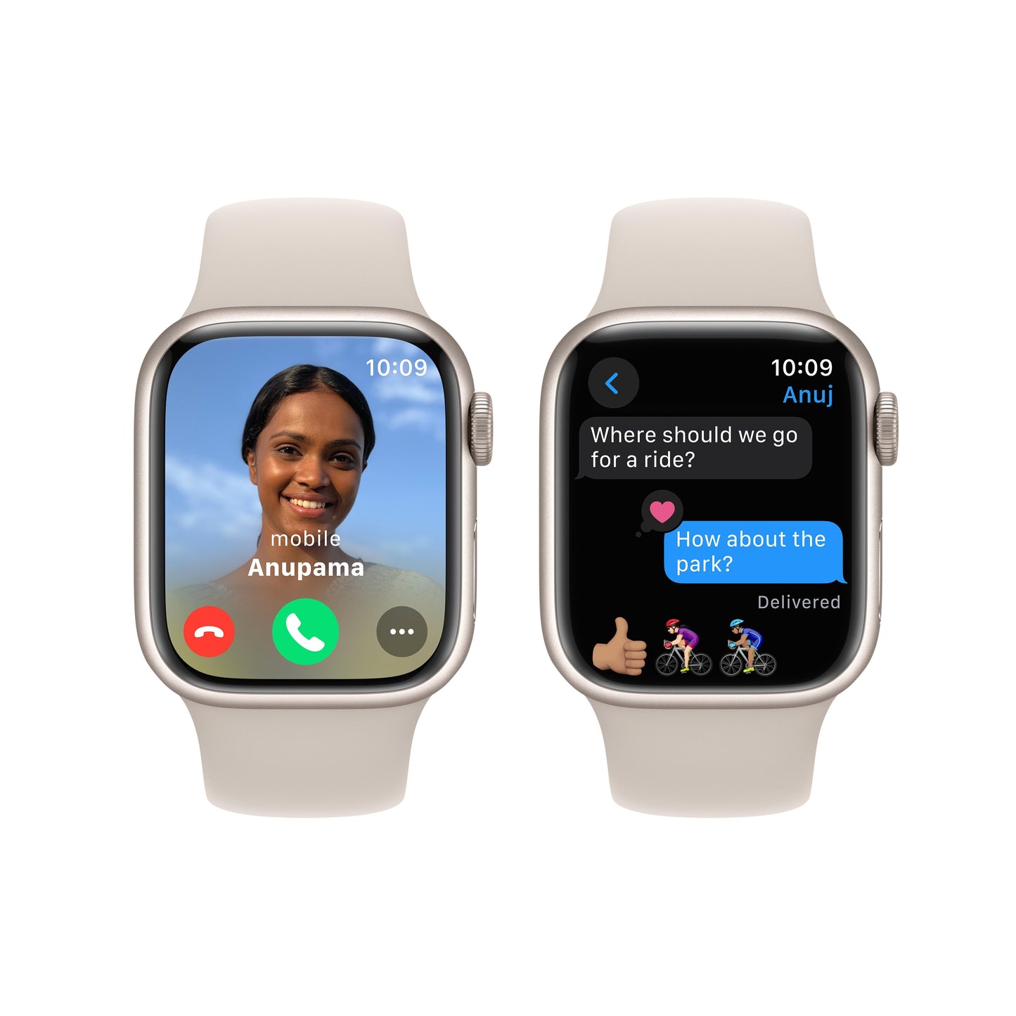 Apple Watch Series 9 GPS 41mm Starlight Aluminium Case with Starlight Sport Band - S/M