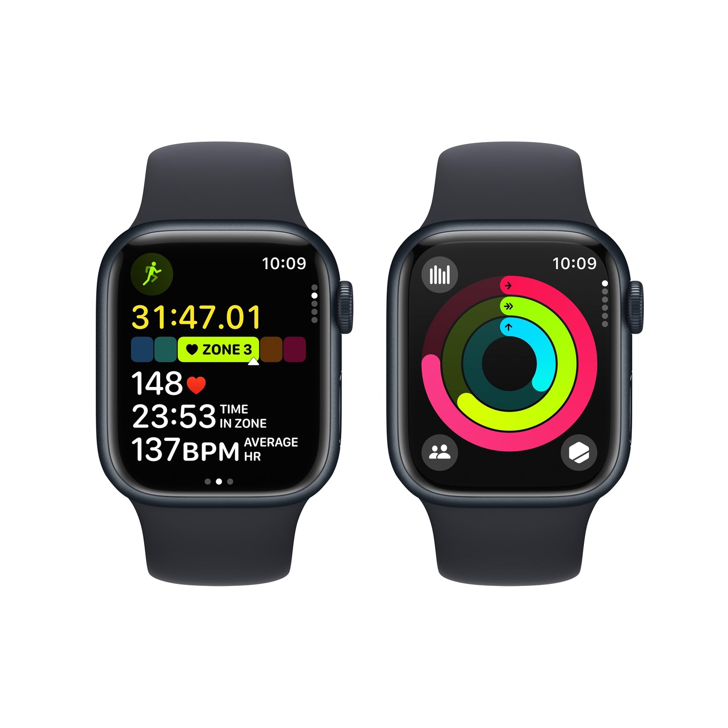 Apple Watch Series 9 GPS + Cellular 41mm Midnight Aluminium Case with Midnight Sport Band - M/L