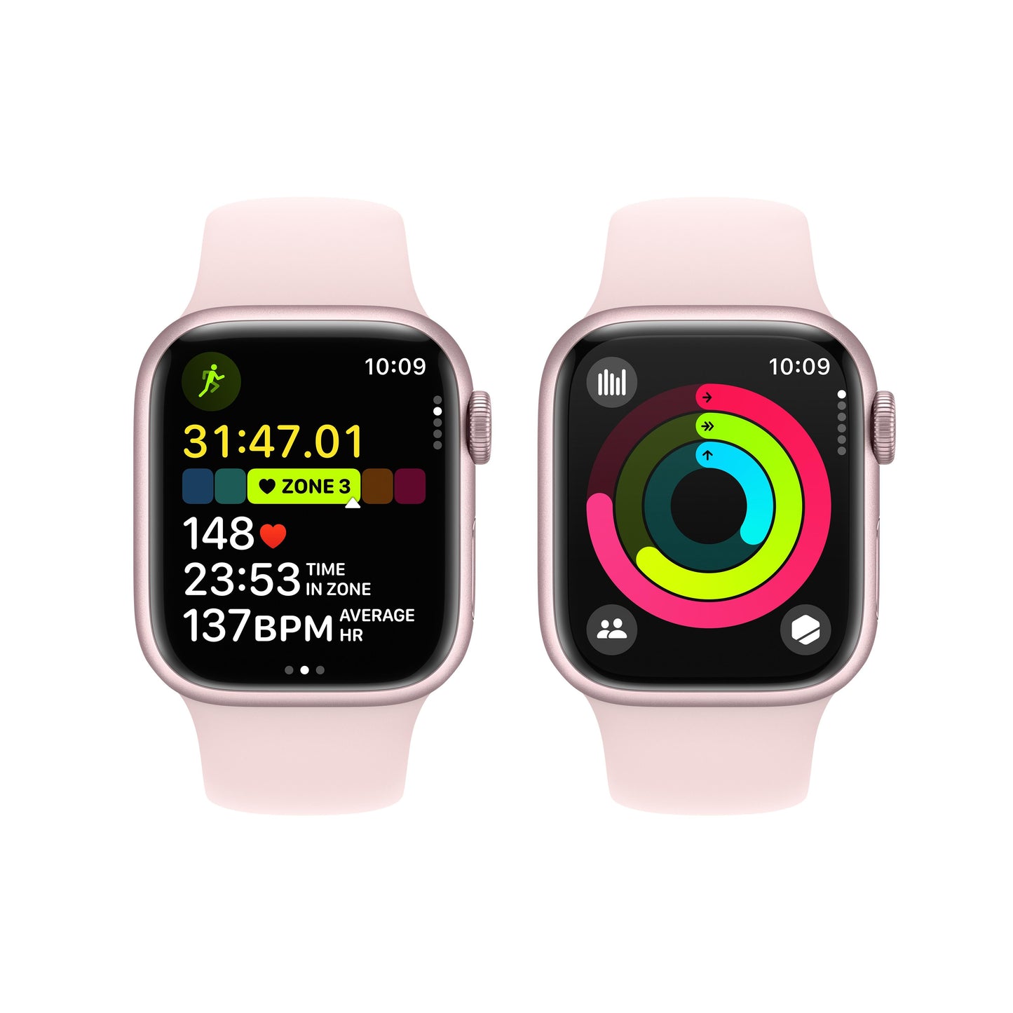 Apple Watch Series 9 GPS + Cellular 41mm Pink Aluminium Case with Light Pink Sport Band - M/L