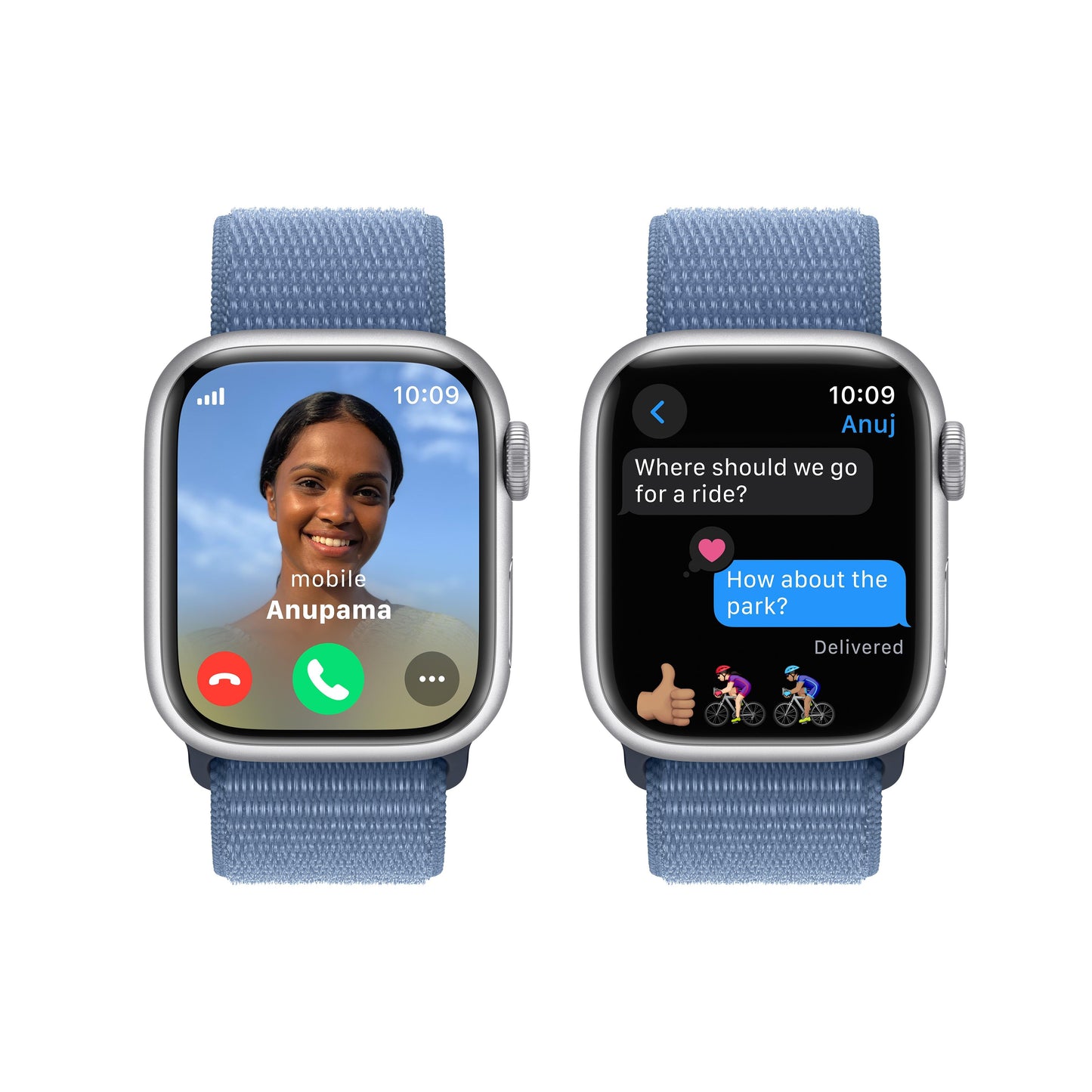 Apple Watch Series 9 GPS + Cellular 41mm Silver Aluminium Case with Winter Blue Sport Loop