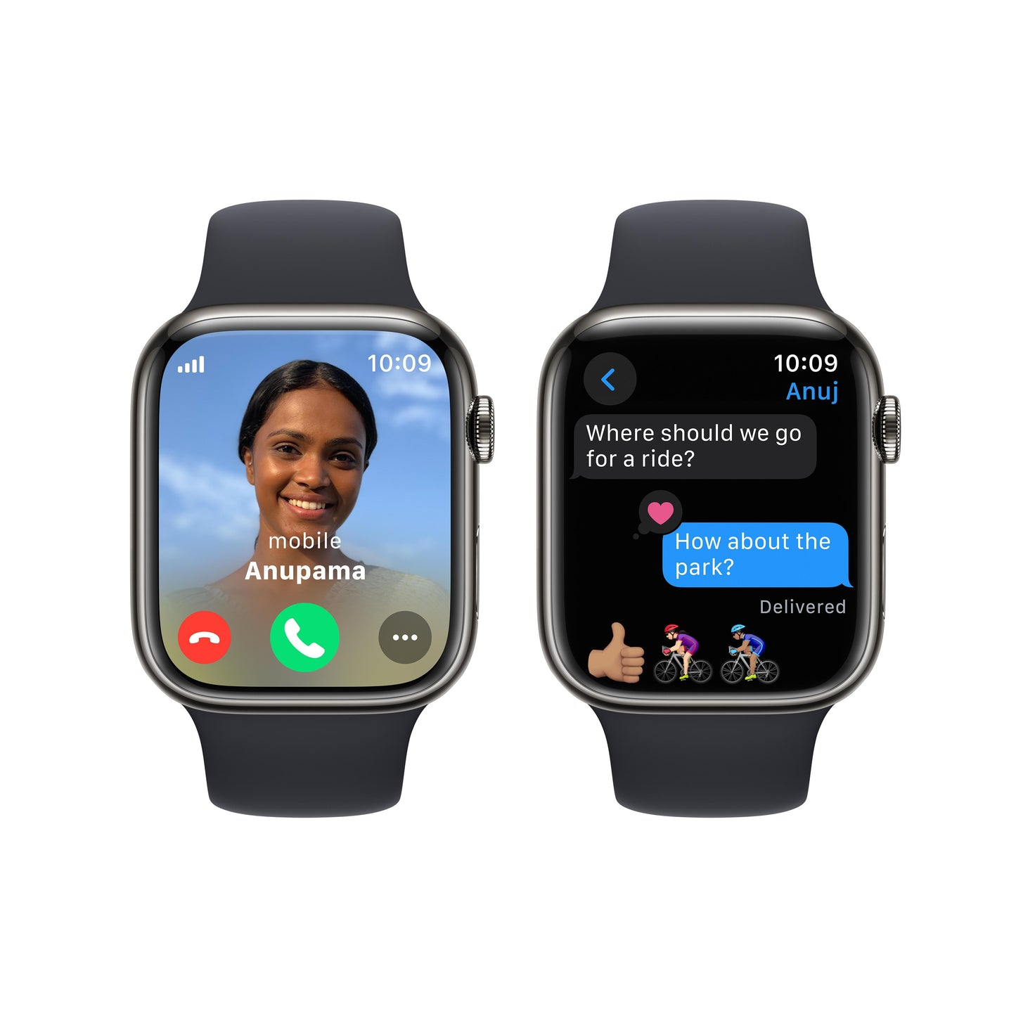 Apple Watch Series 9 GPS + Cellular 45mm Graphite Stainless Steel Case with Midnight Sport Band - M/L