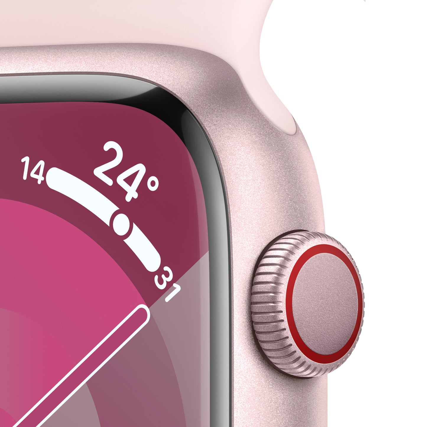 Apple Watch Series 9 GPS + Cellular 45mm Pink Aluminium Case with Light Pink Sport Band - S/M