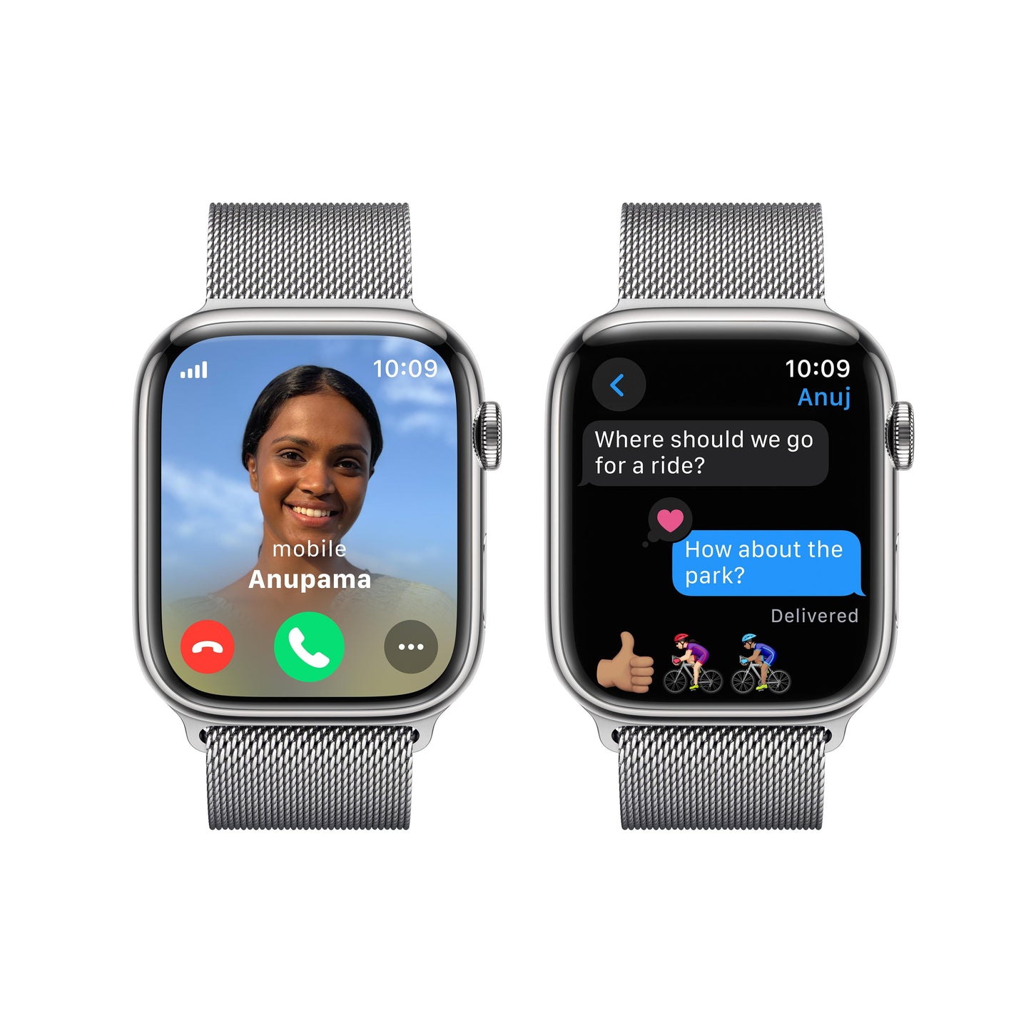 Apple Watch Series 9 GPS + Cellular 45mm Silver Stainless Steel Case with Silver Milanese Loop
