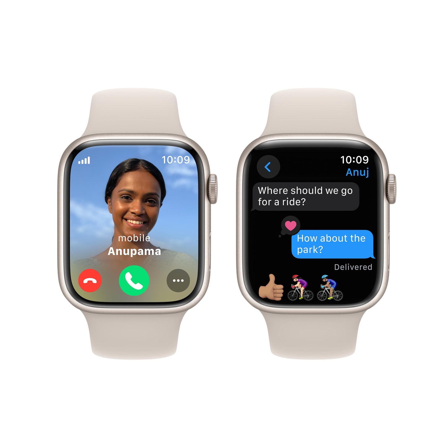 Apple Watch Series 9 GPS + Cellular 45mm Starlight Aluminium Case with Starlight Sport Band - M/L