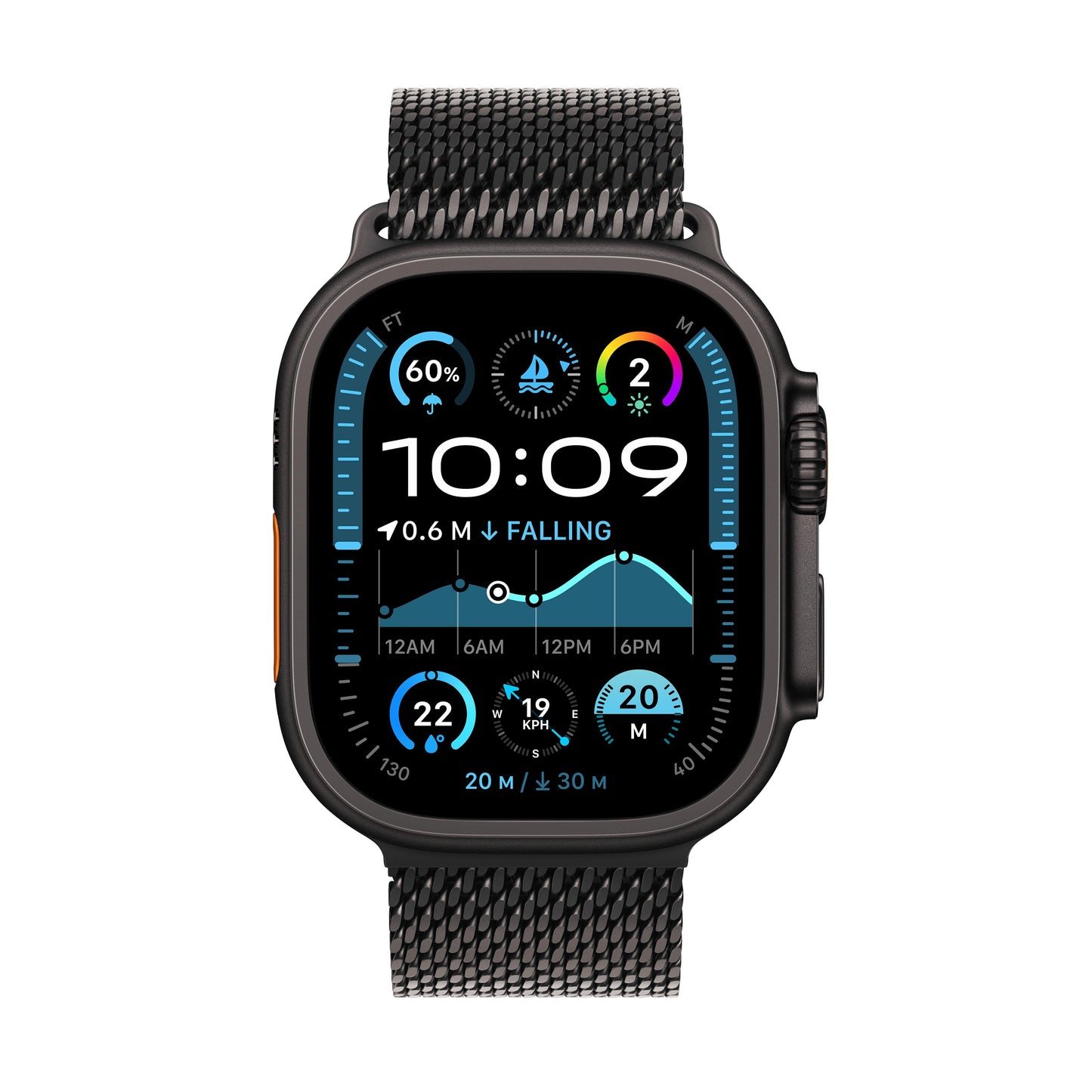 Apple Watch Ultra 2 GPS + Cellular 49mm Black Titanium Case with Black Titanium Milanese Loop - Small