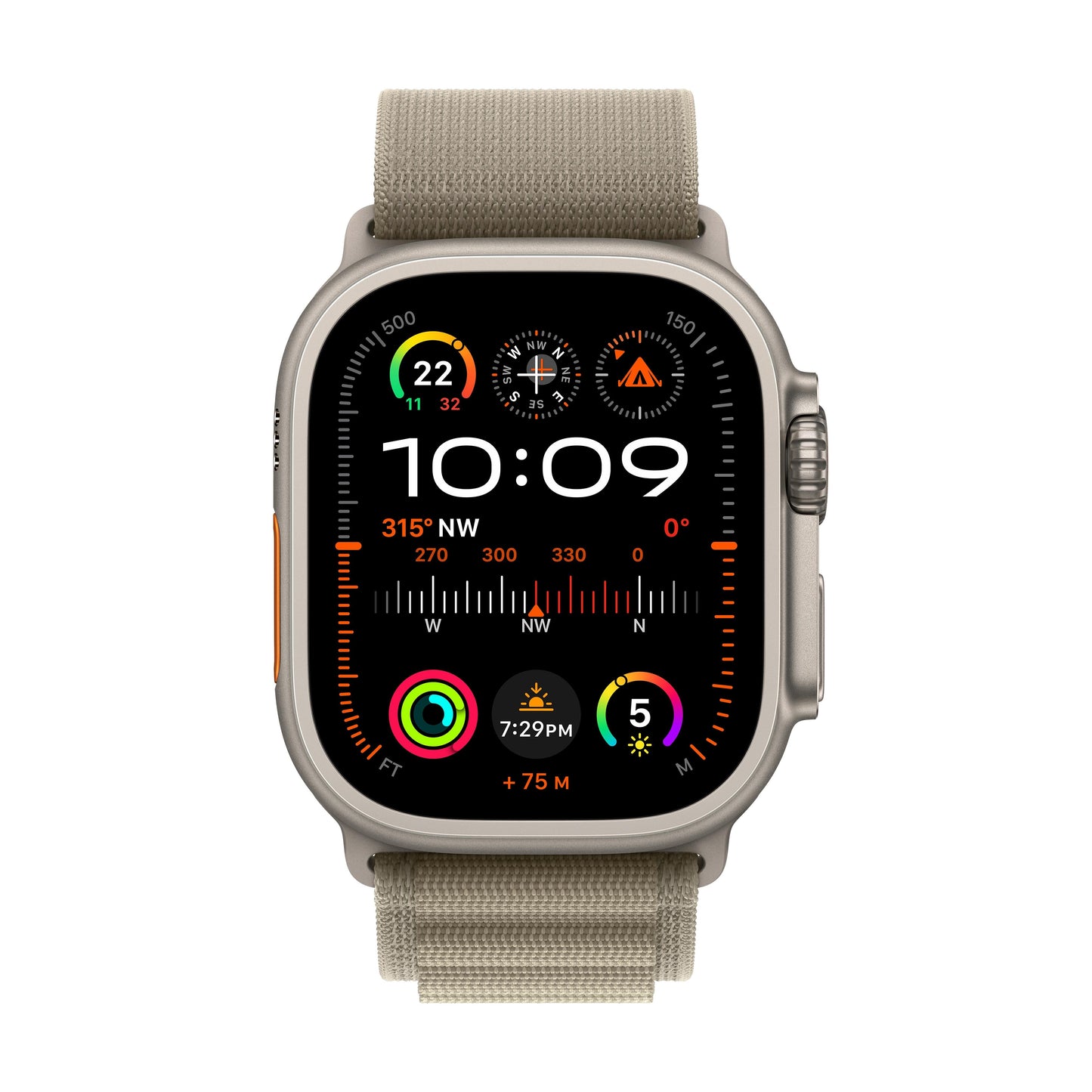 Apple Watch Ultra 2 GPS + Cellular 49mm Titanium Case with Olive Alpine Loop - Small