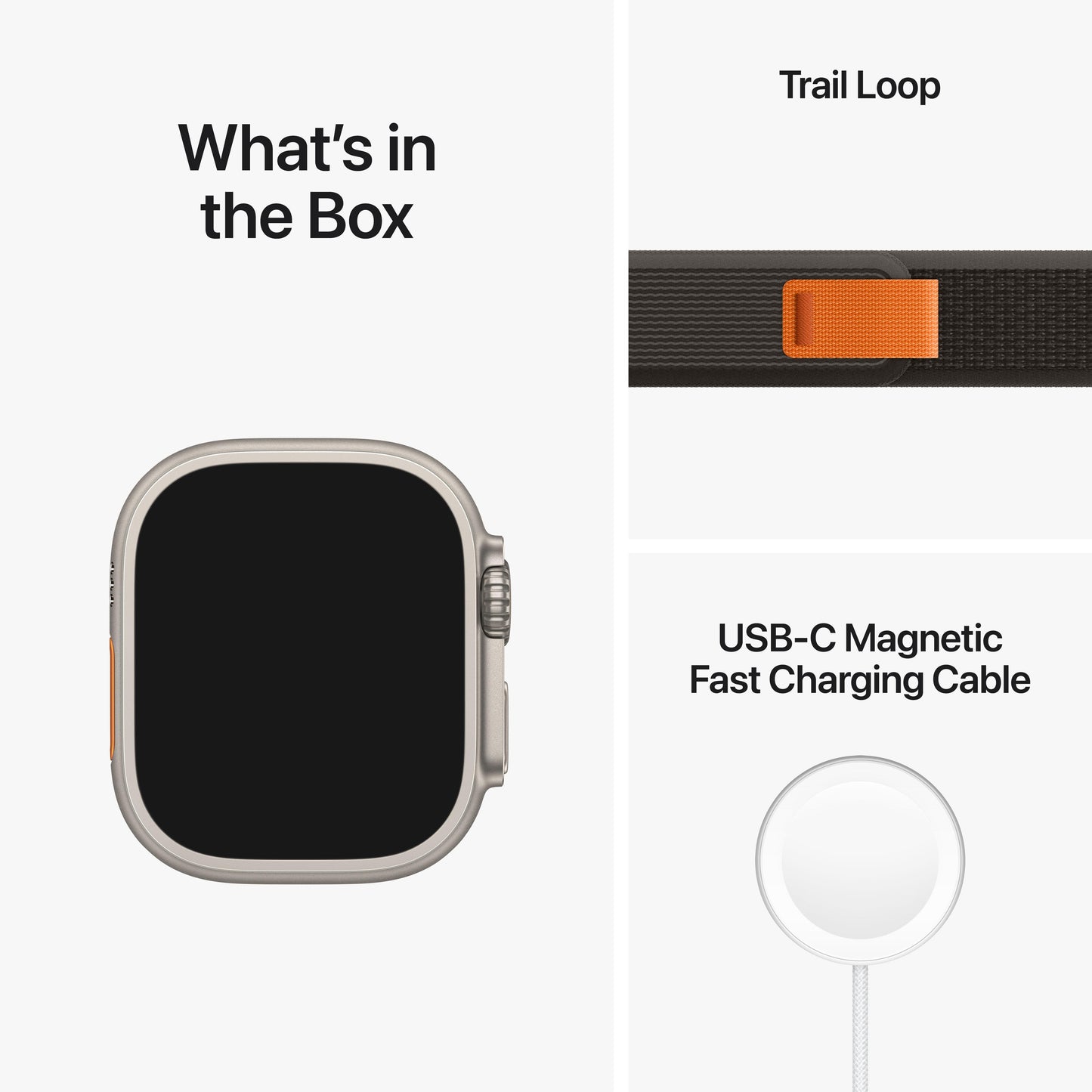 Apple Watch Ultra GPS + Cellular, 49mm Titanium Case with Black/Grey Trail Loop - M/L