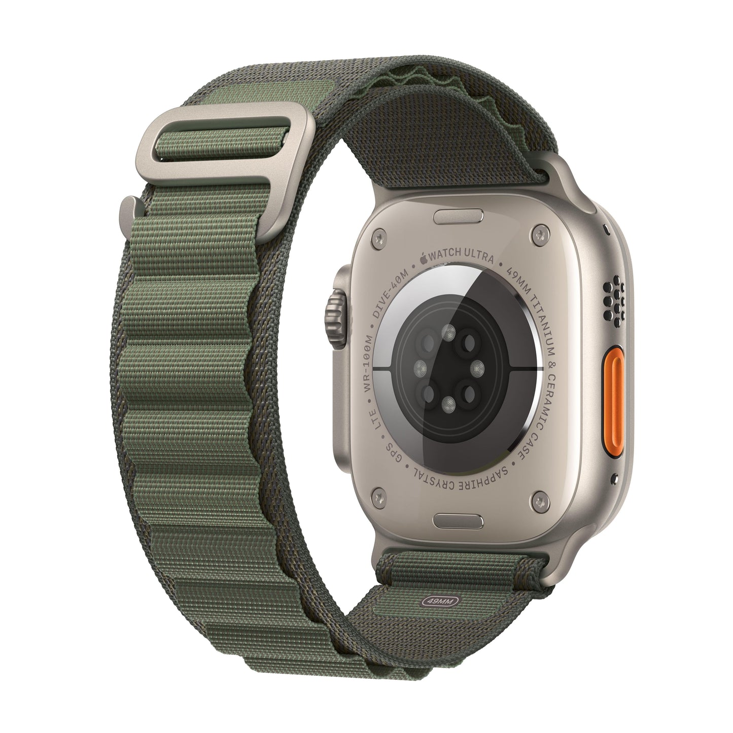 Apple Watch Ultra GPS + Cellular, 49mm Titanium Case with Green Alpine Loop - Large