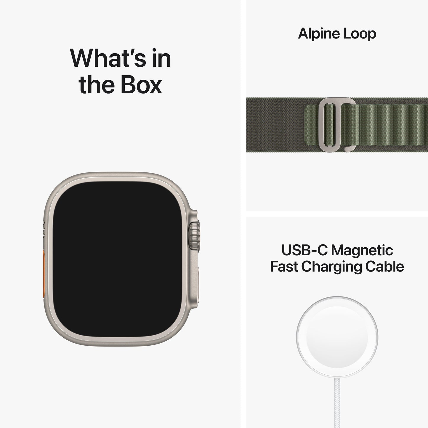 Apple Watch Ultra GPS + Cellular, 49mm Titanium Case with Green Alpine Loop - Medium