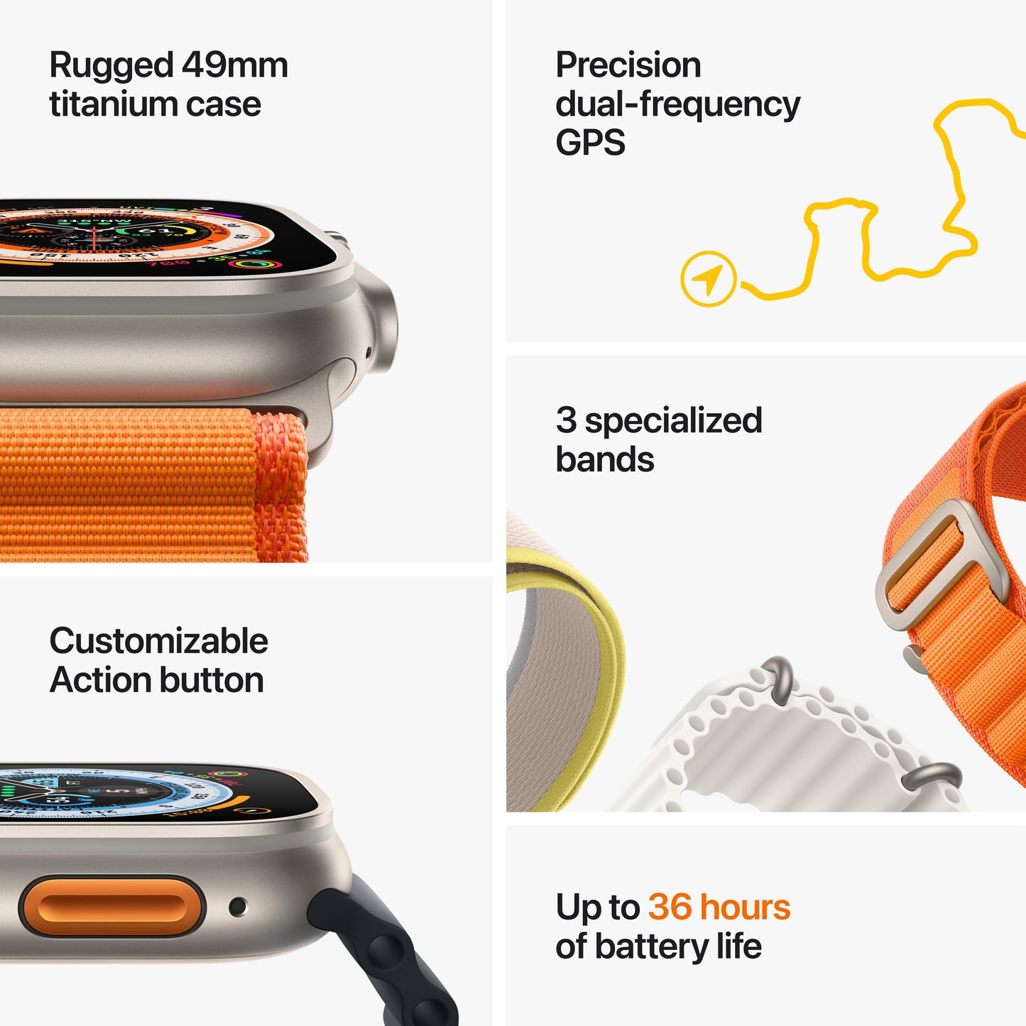 Apple Watch Ultra GPS + Cellular, 49mm Titanium Case with Orange Alpine Loop - Small