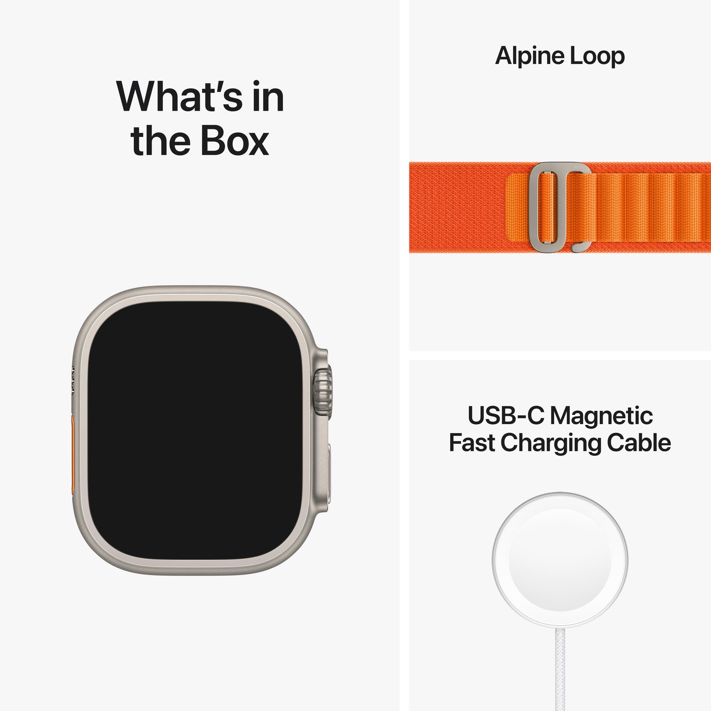 Apple Watch Ultra GPS + Cellular, 49mm Titanium Case with Orange Alpine Loop - Small
