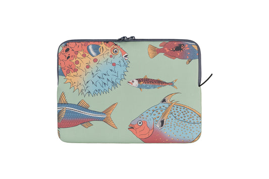 Tucano Schizzo Fishes Design Sleeve 13'/14" - Green