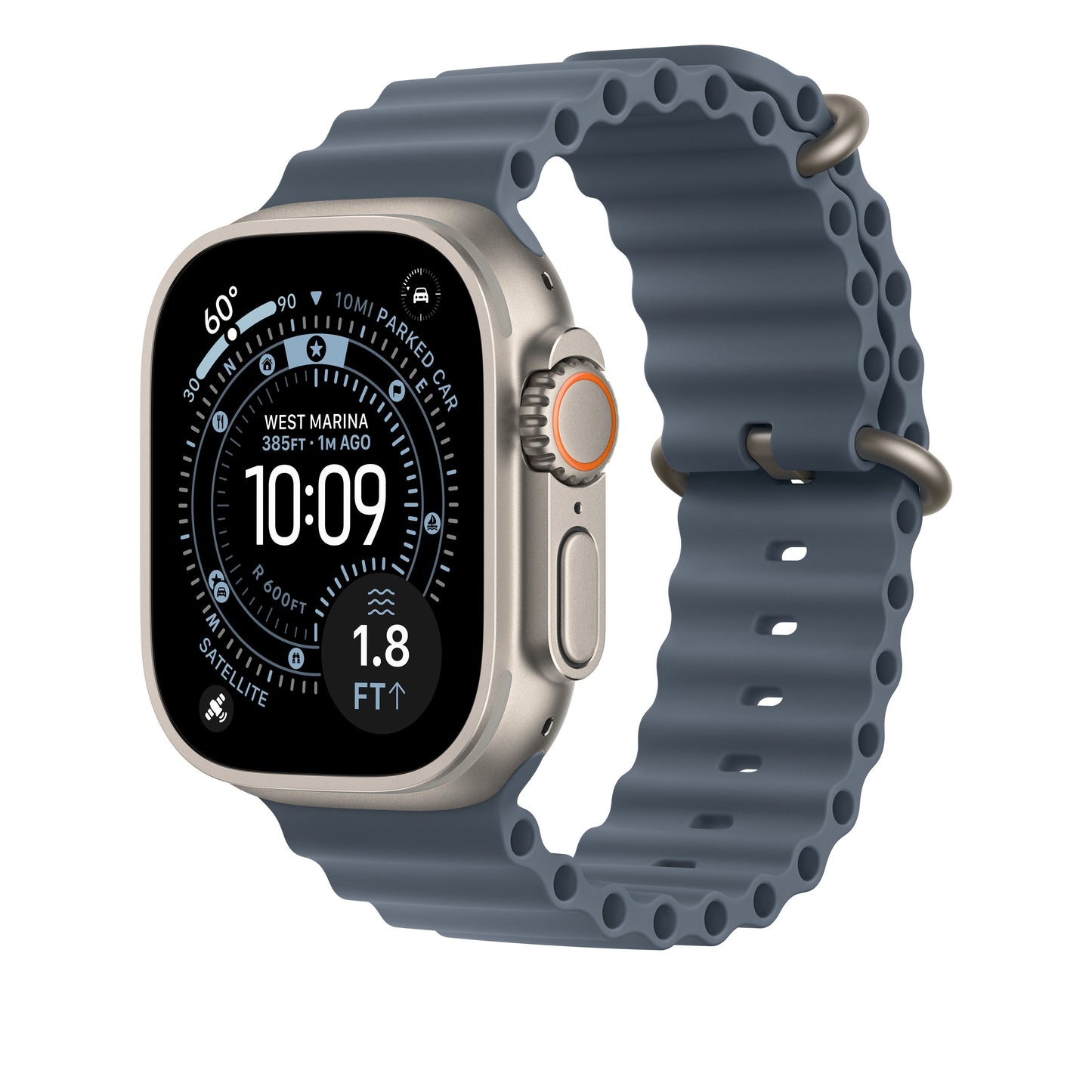 49mm Anchor Blue Ocean Band Extension - Natural Titanium Finish