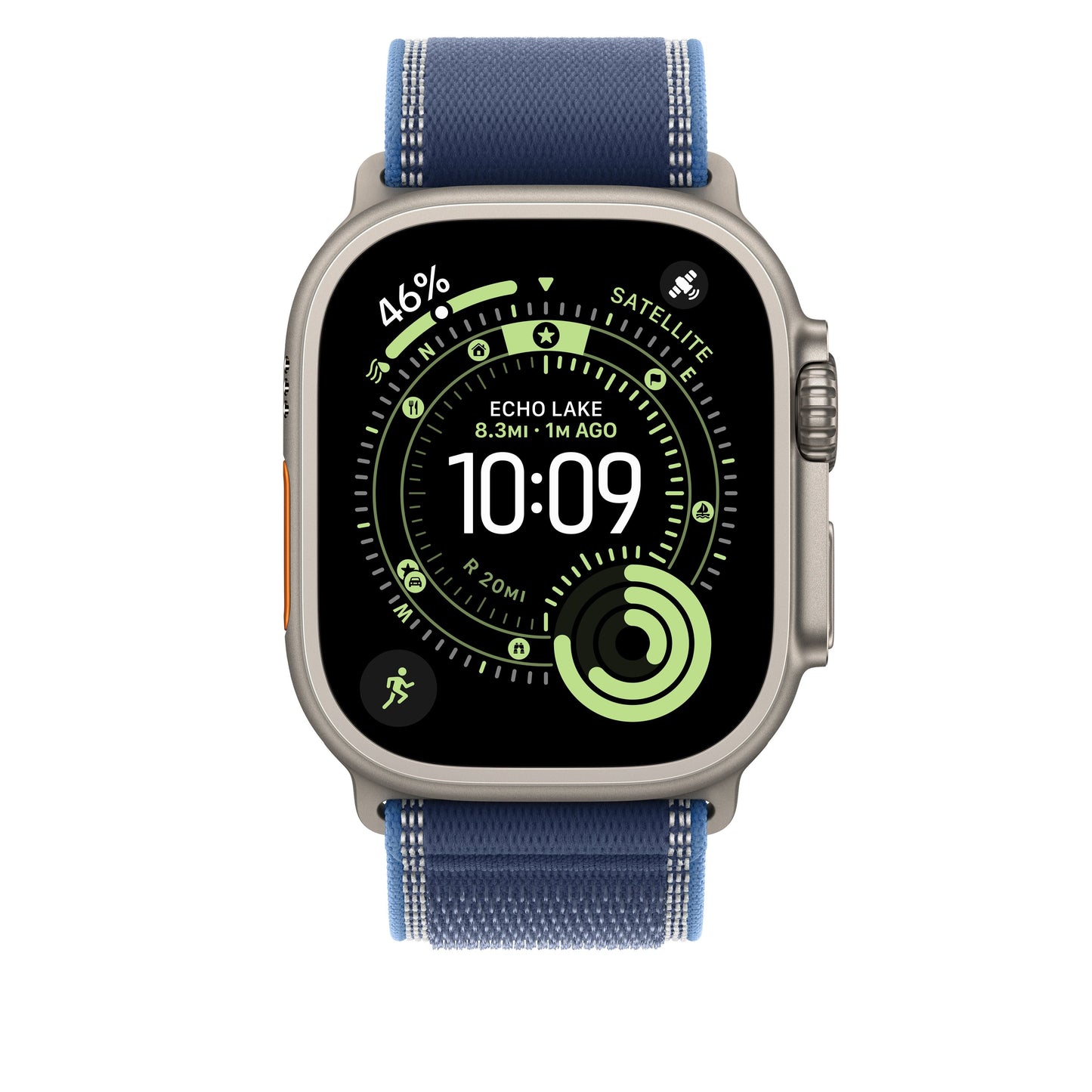 49mm Blue/Bright Blue Trail Loop – S/M - Natural Titanium Finish