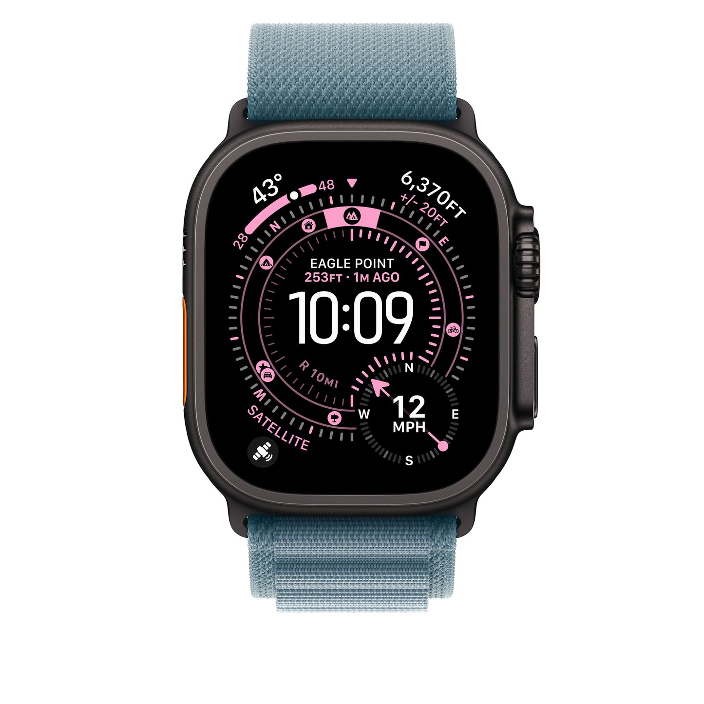 49mm Light Blue Alpine Loop - Medium - Black Titanium Finish