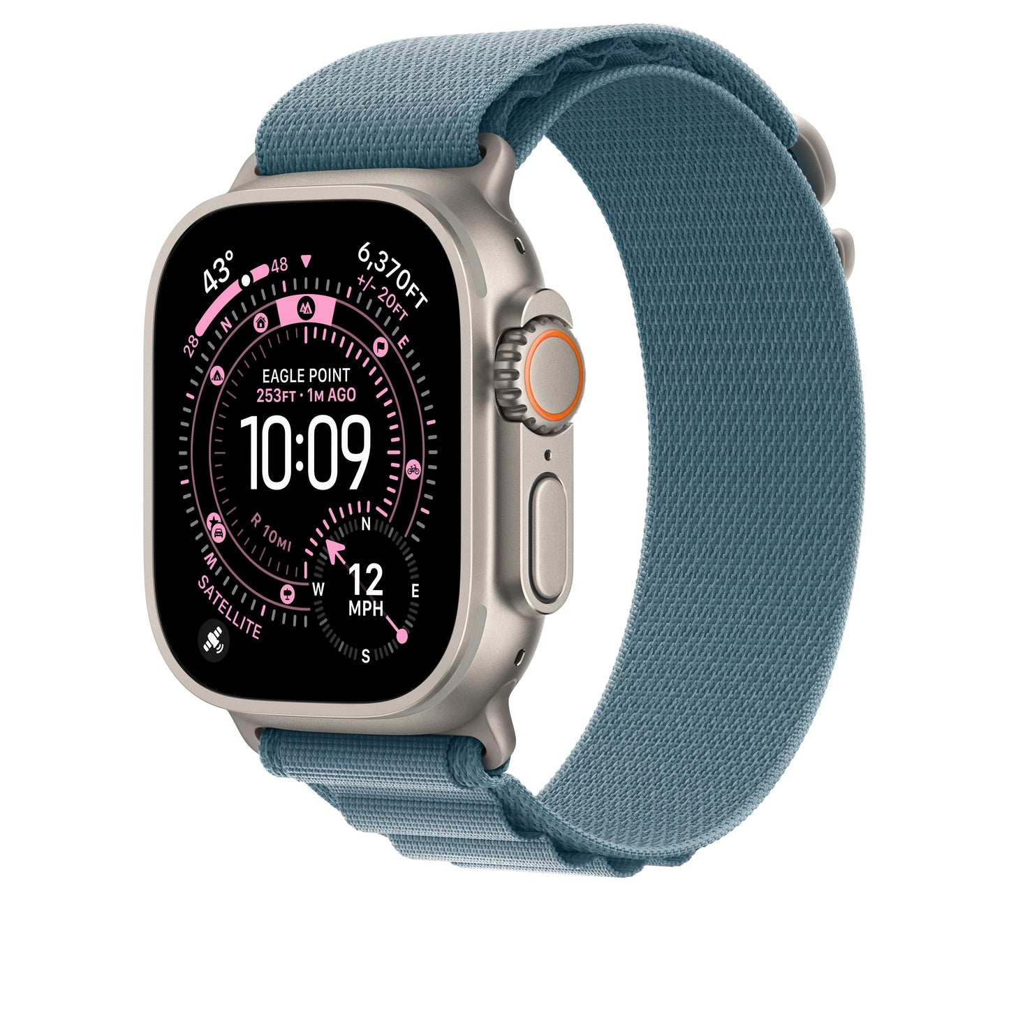 49mm Light Blue Alpine Loop - Small - Natural Titanium Finish