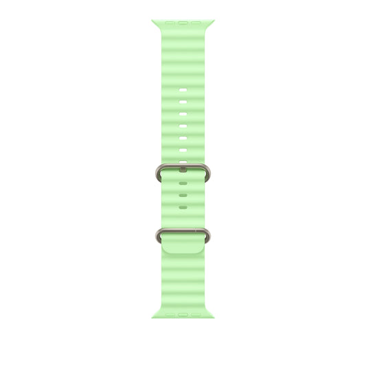 49mm Neon Green Ocean Band - Natural Titanium Finish