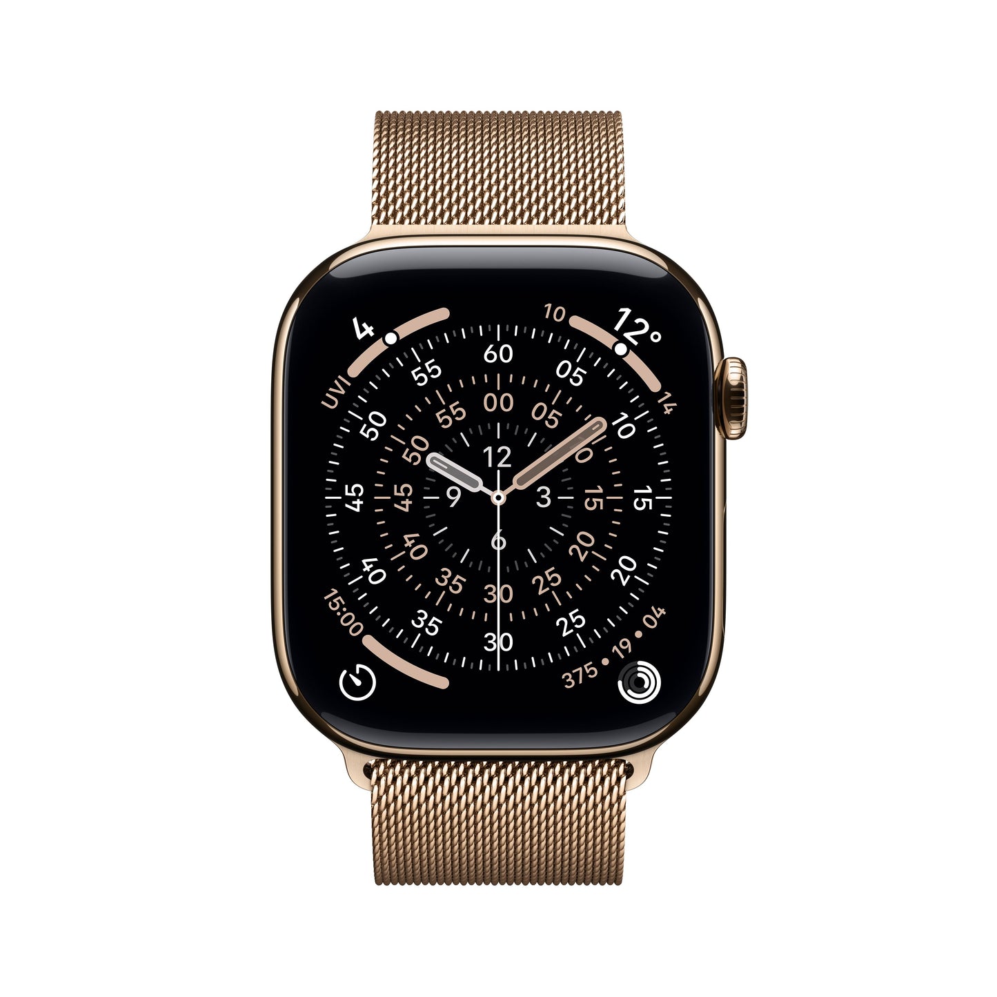 Apple Watch Series 11 GPS + Cellular 46mm Gold Titanium Case with Gold Milanese Loop - S/M
