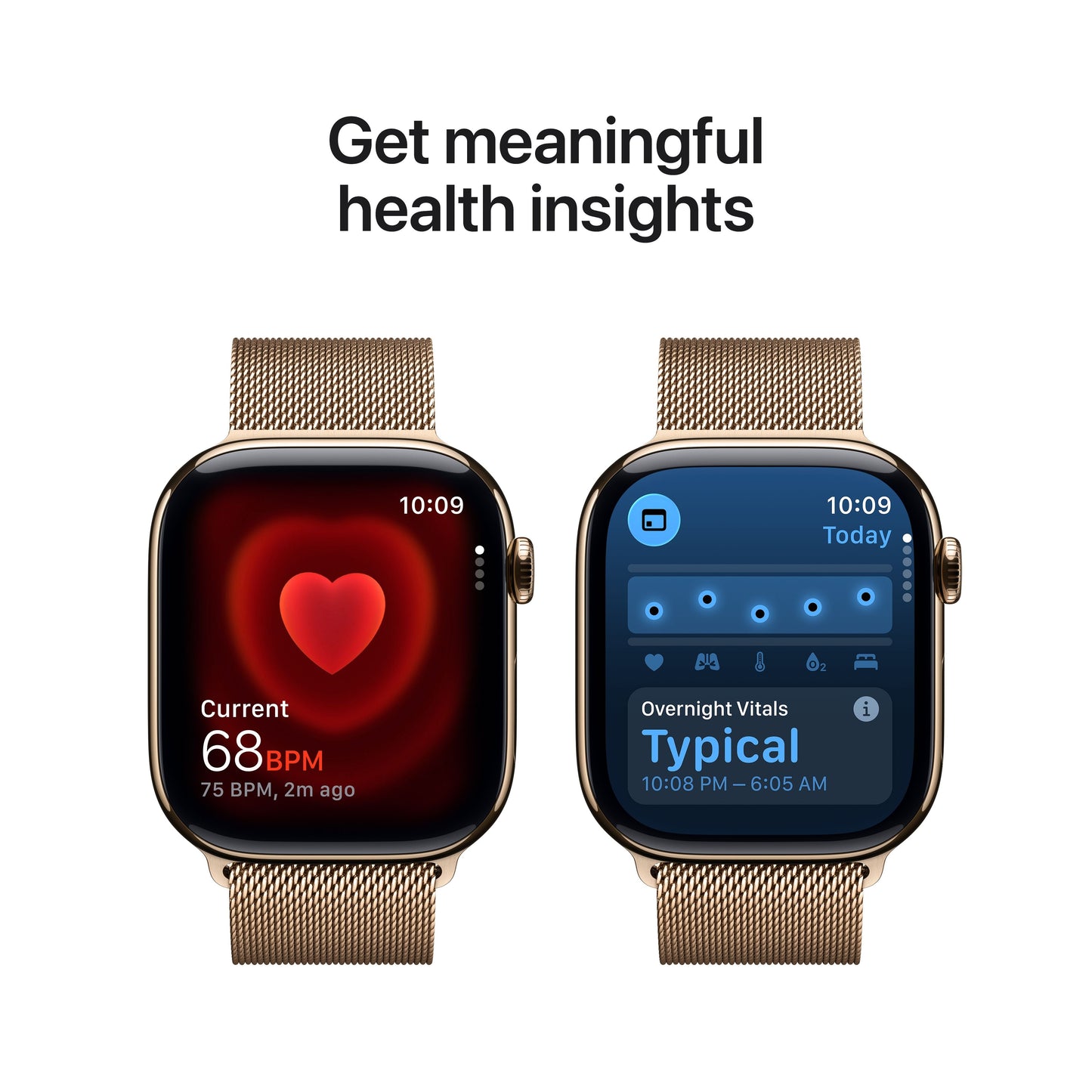 Apple Watch Series 11 GPS + Cellular 46mm Gold Titanium Case with Gold Milanese Loop - S/M