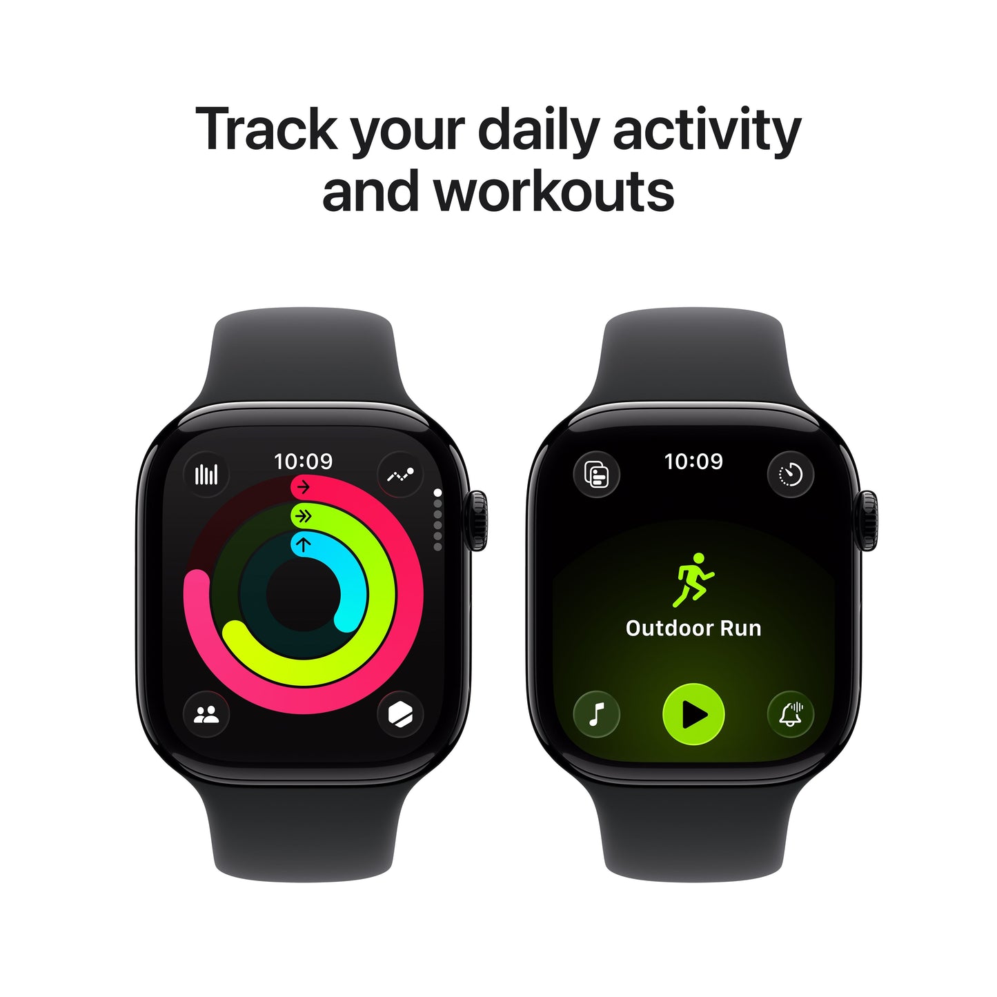 Apple Watch Series 11 GPS 46mm Jet Black Aluminium Case with Black Sport Band - S/M