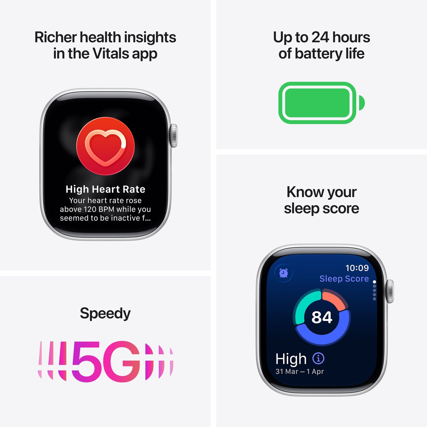 Apple Watch Series 11 GPS + Cellular 46mm Silver Aluminium Case with Purple Fog Sport Band - S/M