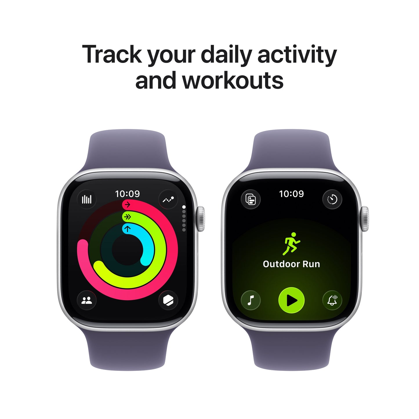 Apple Watch Series 11 GPS + Cellular 46mm Silver Aluminium Case with Purple Fog Sport Band - S/M