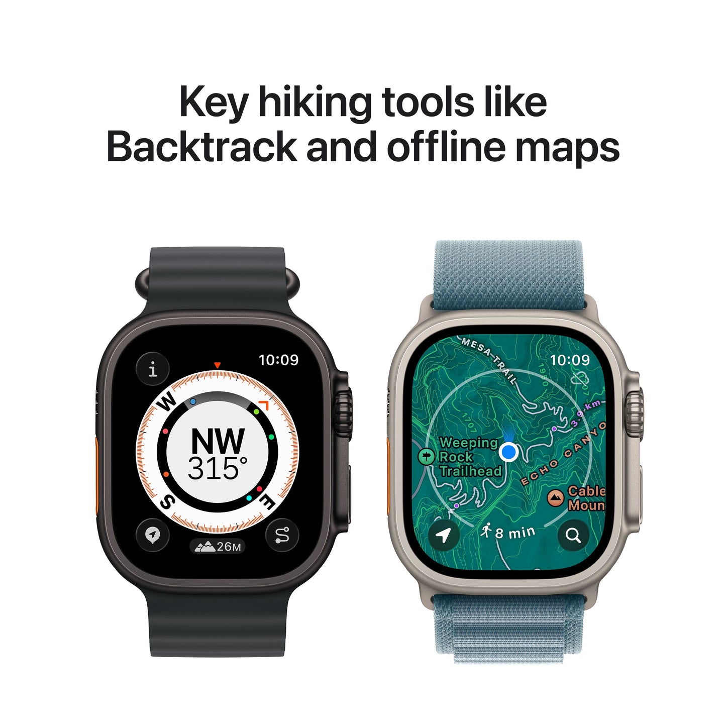Apple Watch Ultra 3 GPS + Cellular 49mm Black Titanium Case with Black/Charcoal Trail Loop - M/L