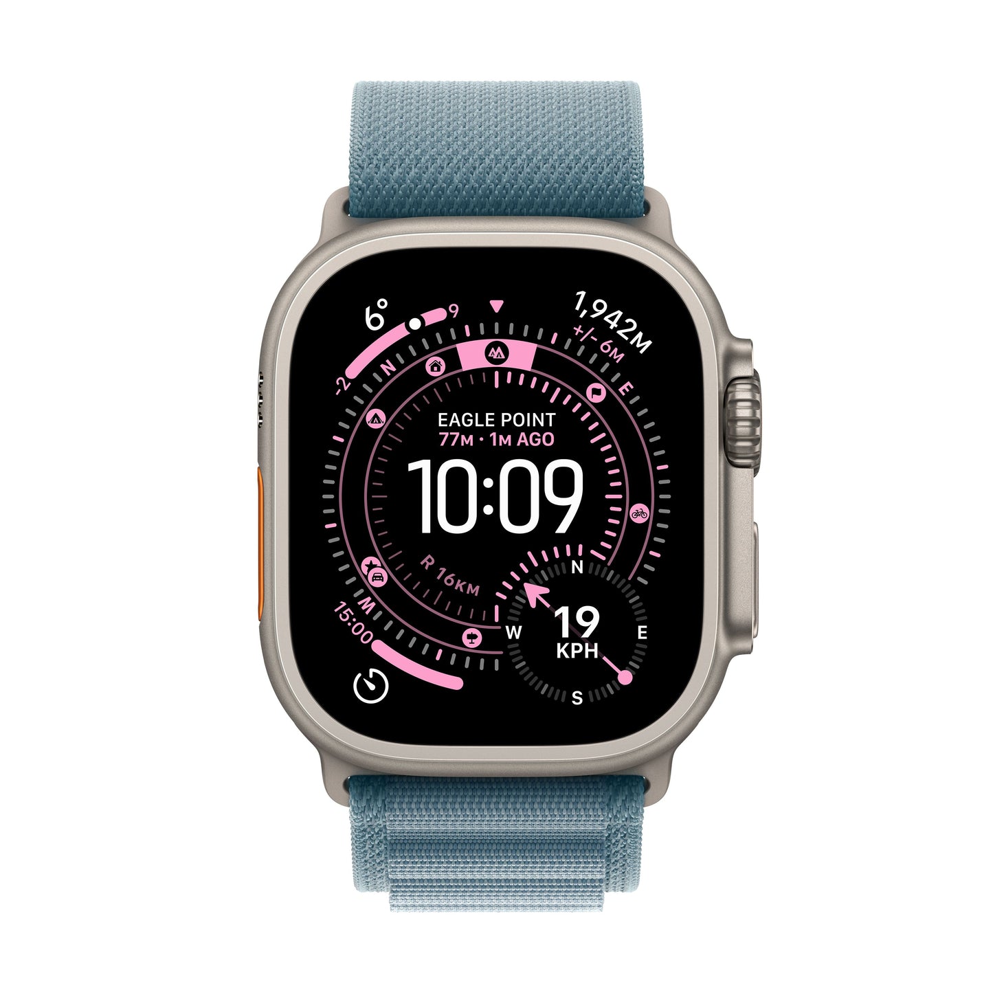Apple Watch Ultra 3 GPS + Cellular 49mm Natural Titanium Case with Light Blue Alpine Loop - Large