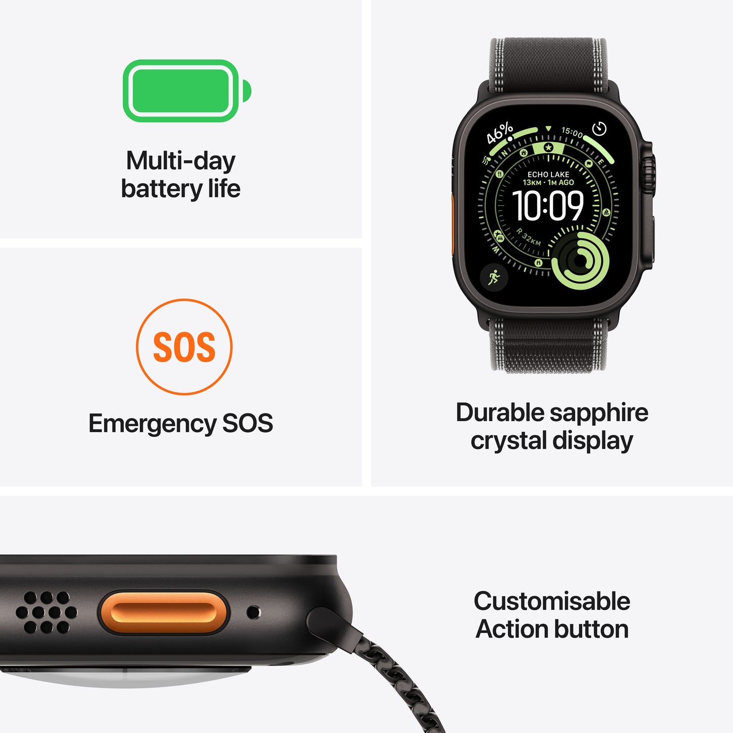 Apple Watch Ultra 3 GPS + Cellular 49mm Natural Titanium Case with Light Blue Alpine Loop - Small